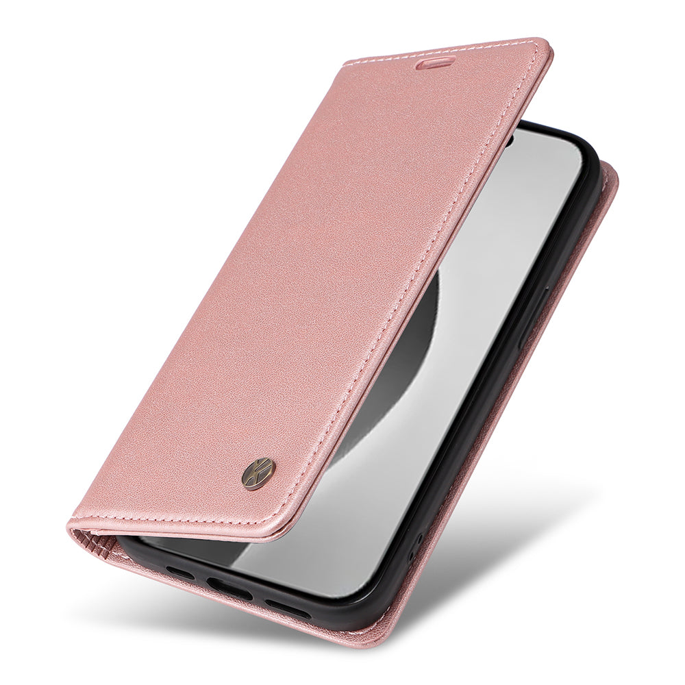 YIKATU YK-001 For iPhone 16 Pro Max Stand Case PU Leather Wallet Phone Cover - Rose Gold