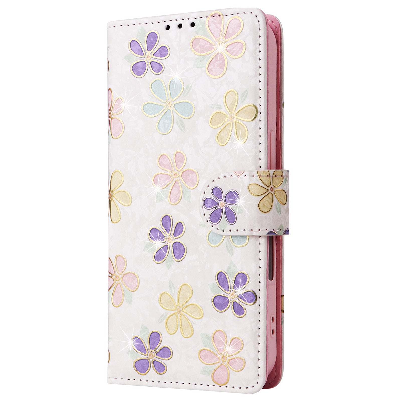 For iPhone 16 Plus Case Lacquered RFID Blocking Wallet Drop-proof PU Leather Phone Cover - Colorful Flower