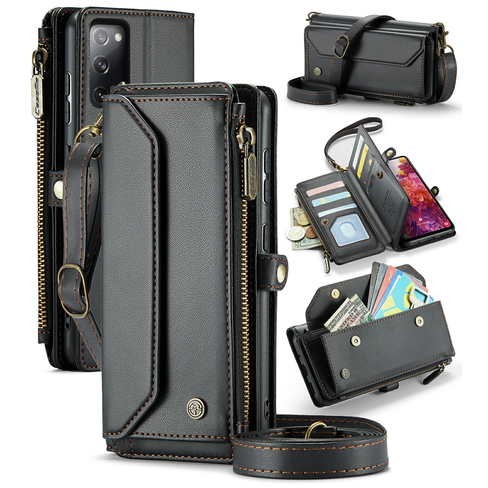 CASEME C36 Series For Samsung Galaxy S20 FE / S20 FE 5G / S20 FE 2022 / S20 Lite Leather Phone Case - Black