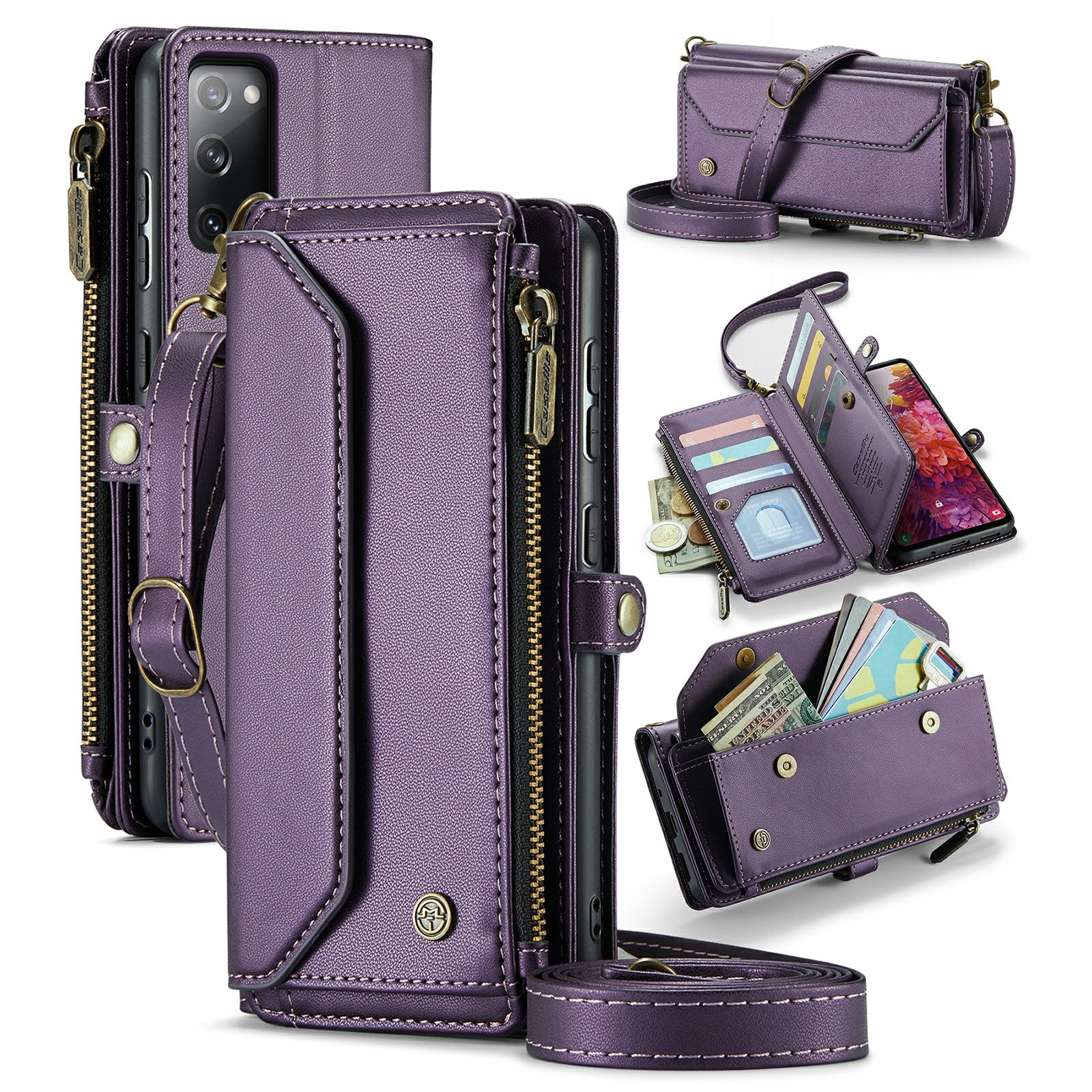 CASEME C36 Series For Samsung Galaxy S20 FE / S20 FE 5G / S20 FE 2022 / S20 Lite Leather Phone Case - Purple