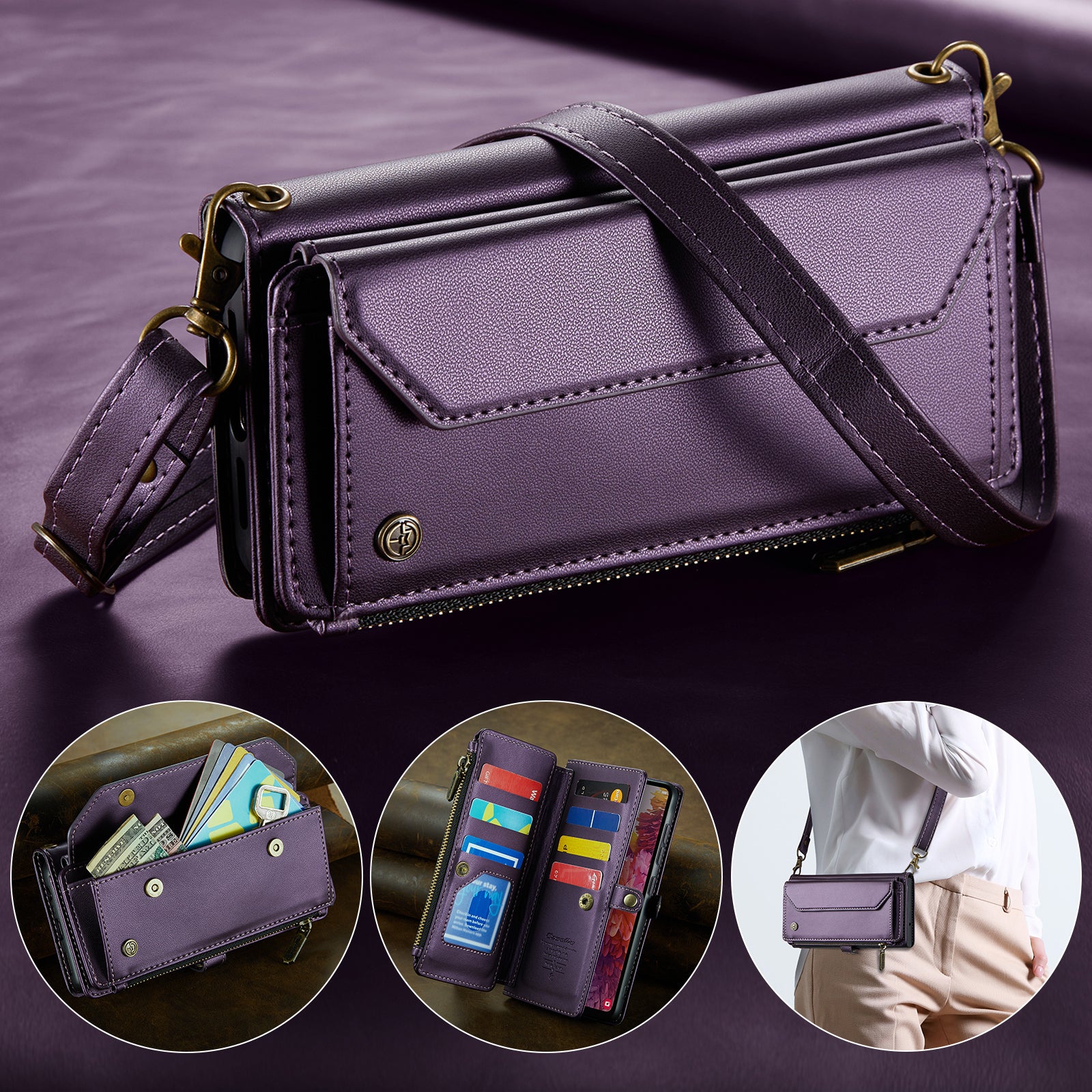 CASEME C36 Series For Samsung Galaxy S20 FE / S20 FE 5G / S20 FE 2022 / S20 Lite Leather Phone Case - Purple