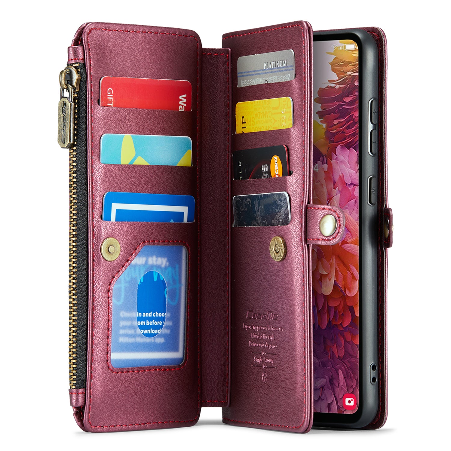 CASEME C36 Series For Samsung Galaxy S20 FE / S20 FE 5G / S20 FE 2022 / S20 Lite Leather Phone Case - Wine Red