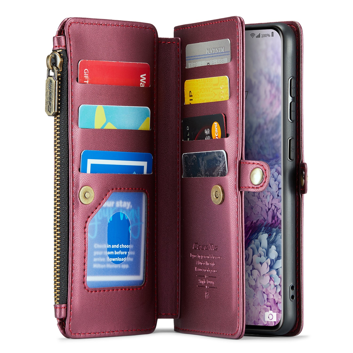 CASEME C36 Series For Samsung Galaxy S20 Plus 5G / 4G Case Crossbody Phone Bag Leather Cover - Wine Red