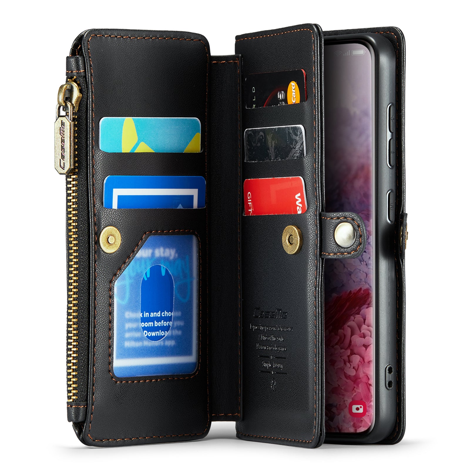 CASEME C36 Series For Samsung Galaxy S20 4G / S20 5G Wallet Case RFID Blocking PU Leather Phone Cover - Black