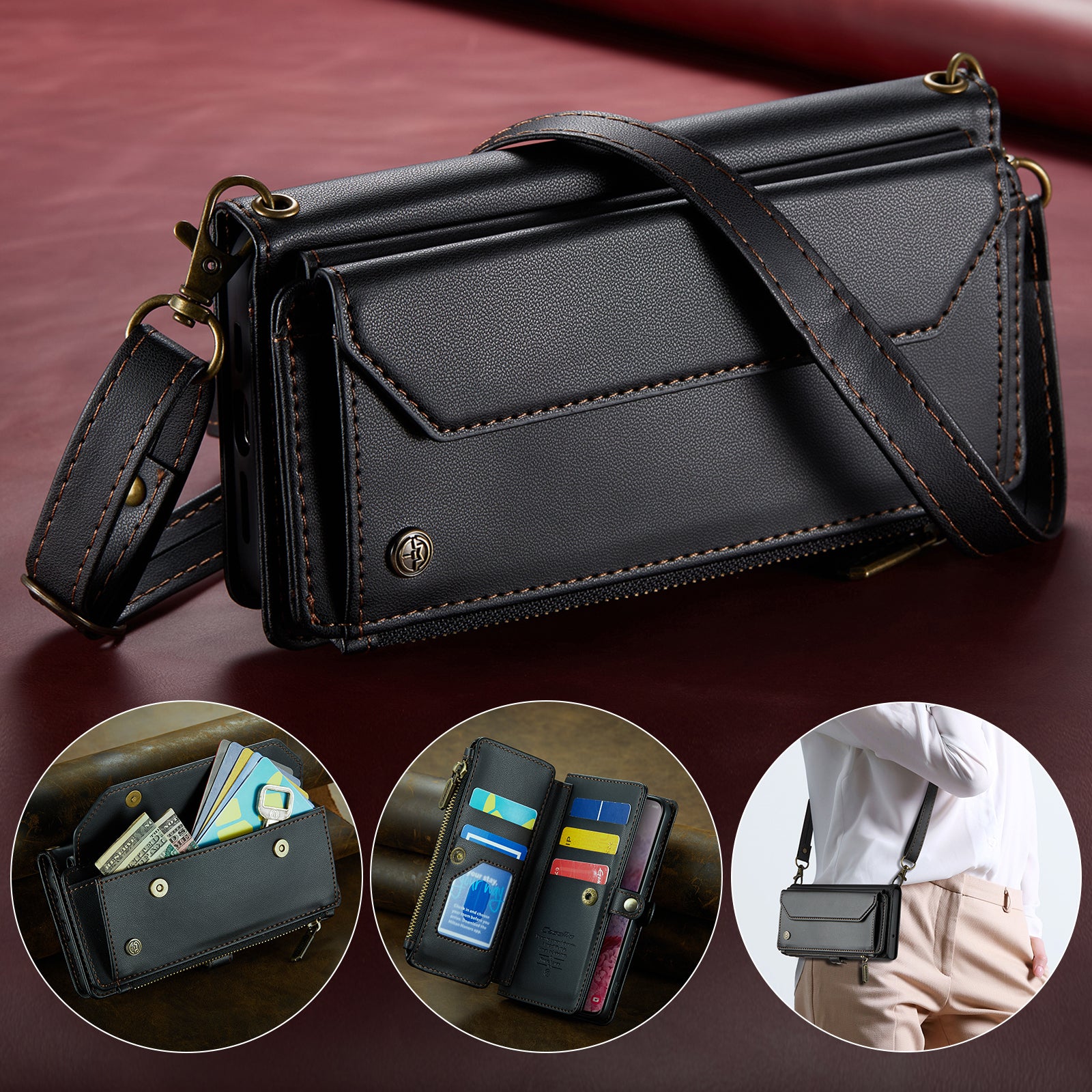 CASEME C36 Series For Samsung Galaxy S20 4G / S20 5G Wallet Case RFID Blocking PU Leather Phone Cover - Black