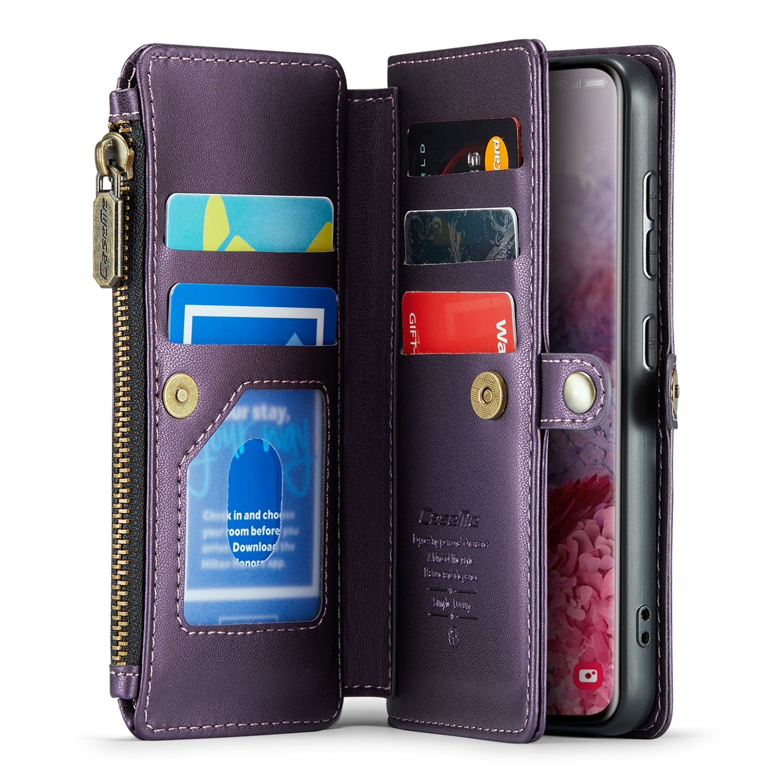 CASEME C36 Series For Samsung Galaxy S20 4G / S20 5G Wallet Case RFID Blocking PU Leather Phone Cover - Purple