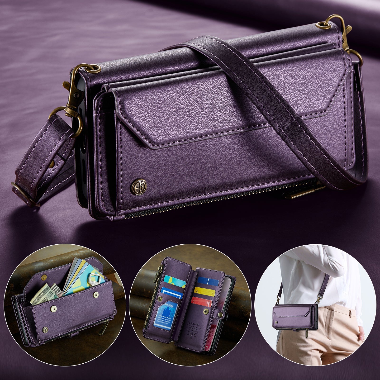 CASEME C36 Series For Samsung Galaxy S20 4G / S20 5G Wallet Case RFID Blocking PU Leather Phone Cover - Purple