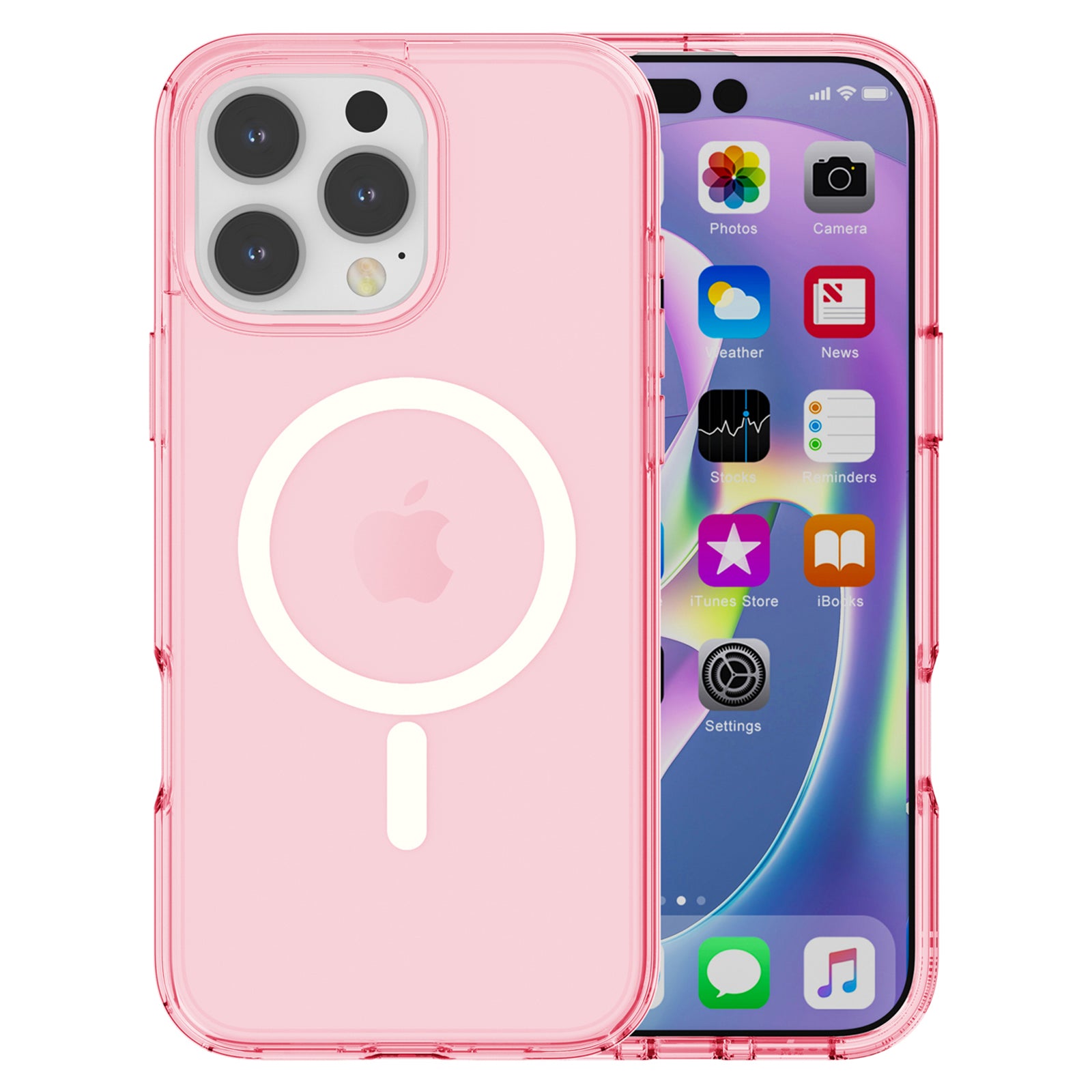 For iPhone 16 Pro Case Compatible with MagSafe Anti-Drop PC+TPU Phone Cover - Transparent Pink