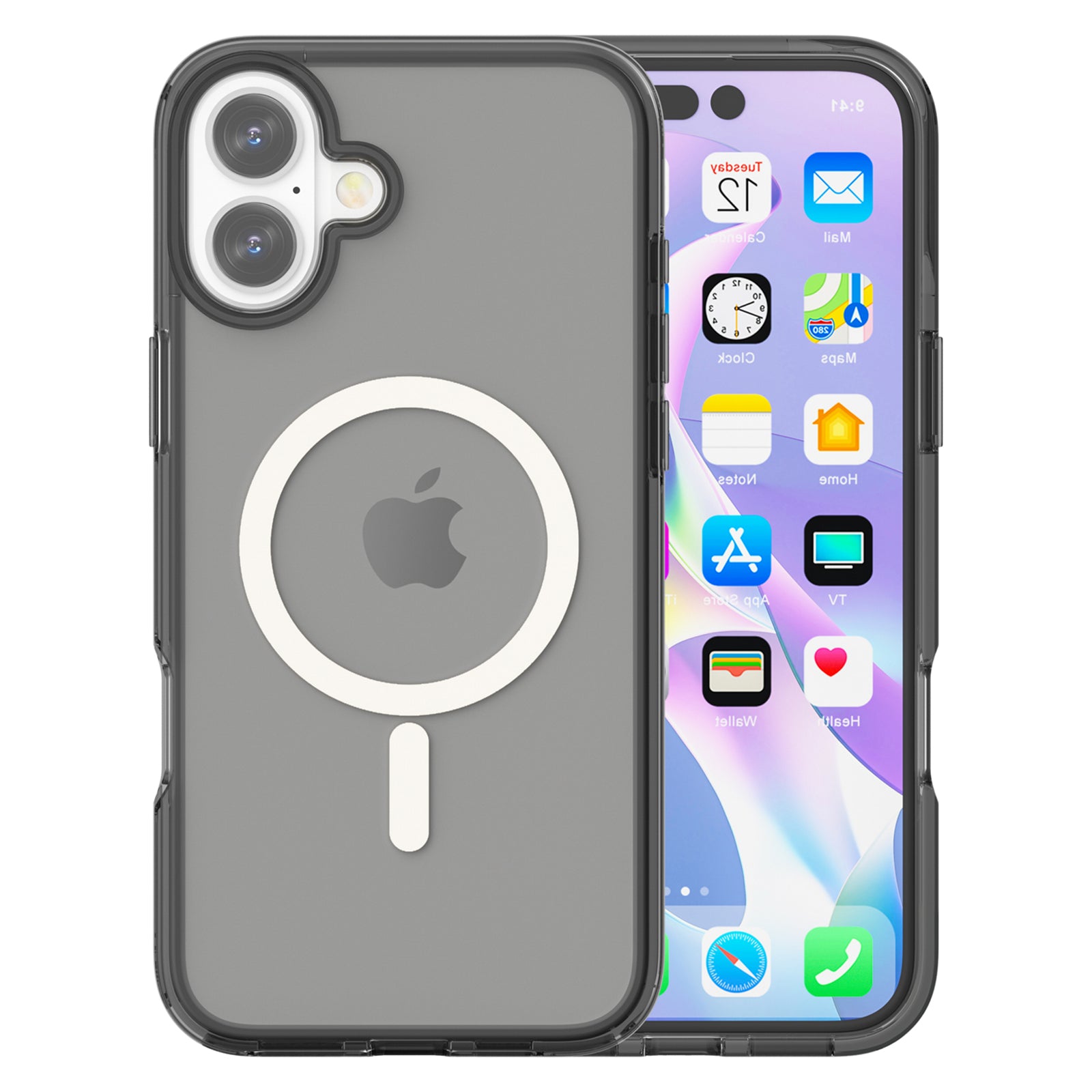 For iPhone 16 Plus Compatible with MagSafe Case Transparent PC+TPU Back Cover - Transparent Black