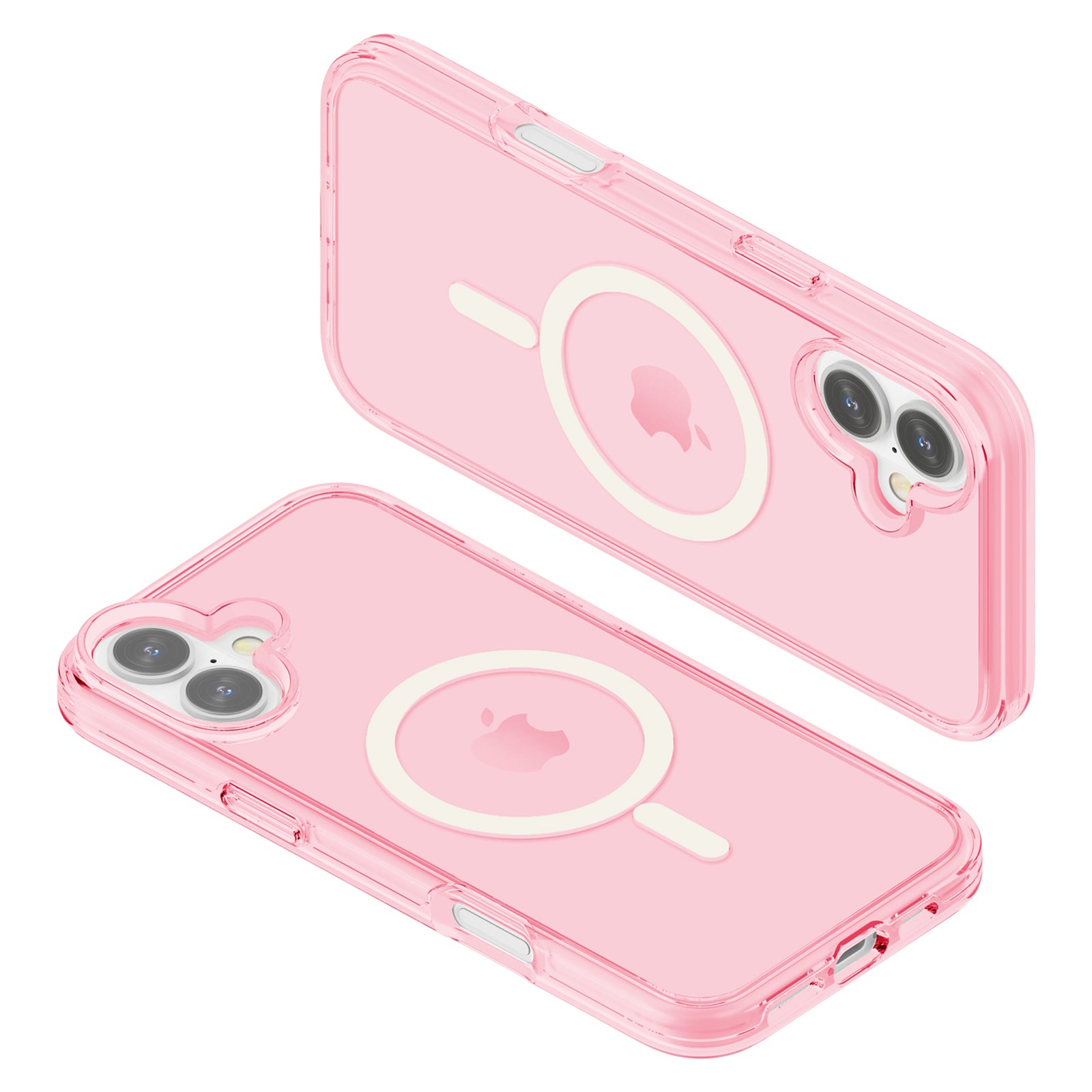 For iPhone 16 Case Compatible with MagSafe Anti-Drop PC+TPU Phone Cover - Transparent Pink