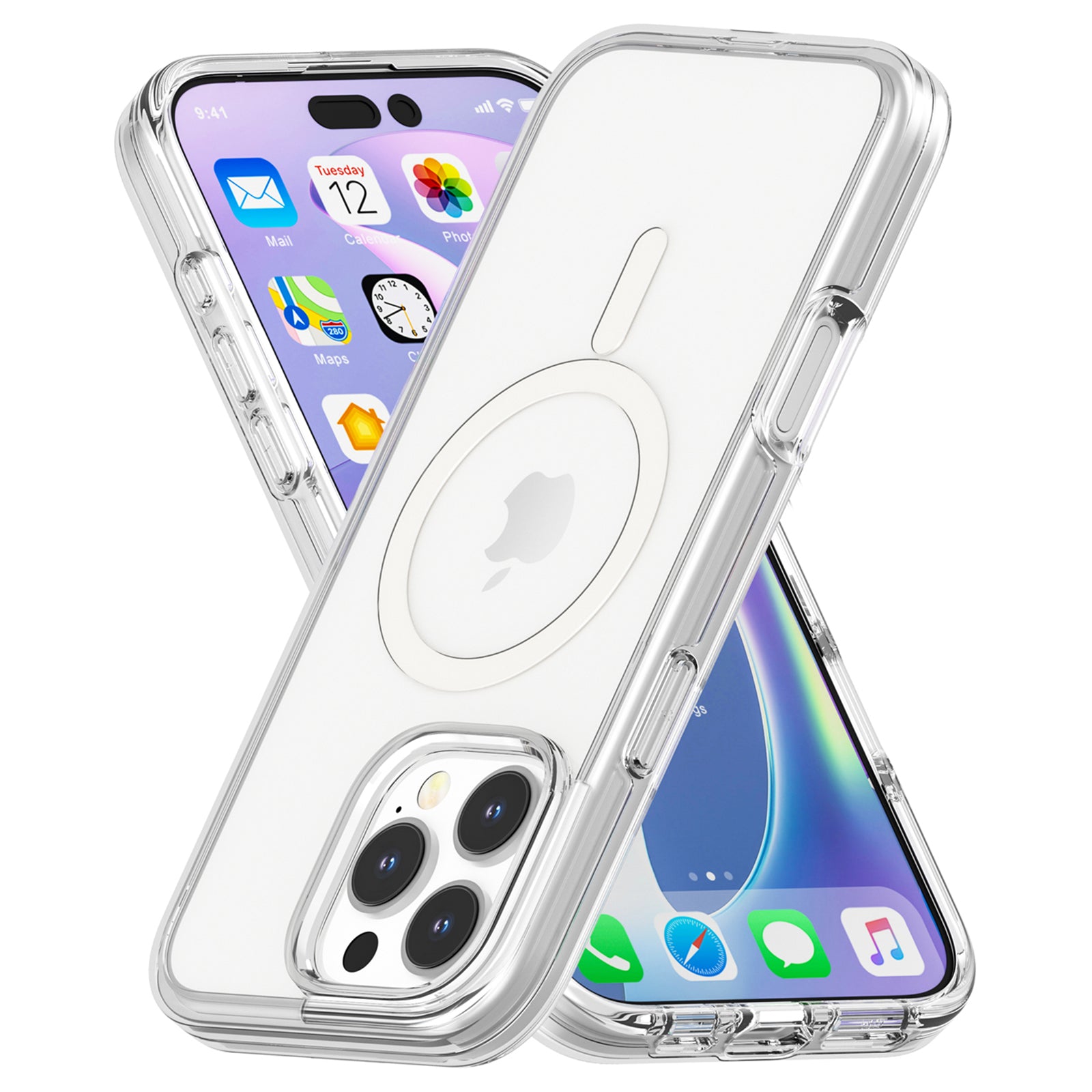 For iPhone 16 Pro Max Clear Case Compatible with MagSafe PC+TPU Phone Cover