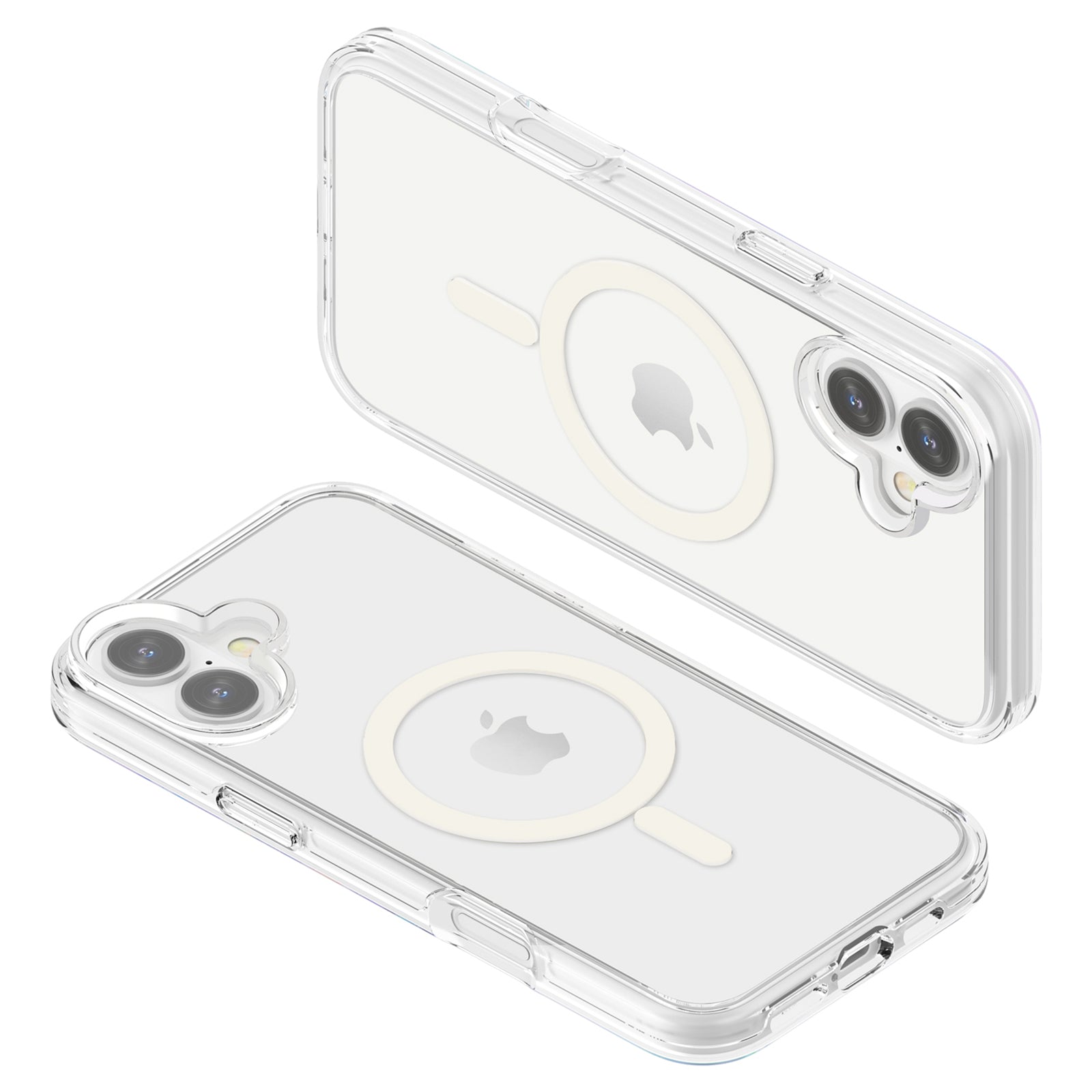 For iPhone 16 Plus Compatible with MagSafe Case Hard PC + Soft TPU Protective Shell - Transparent White