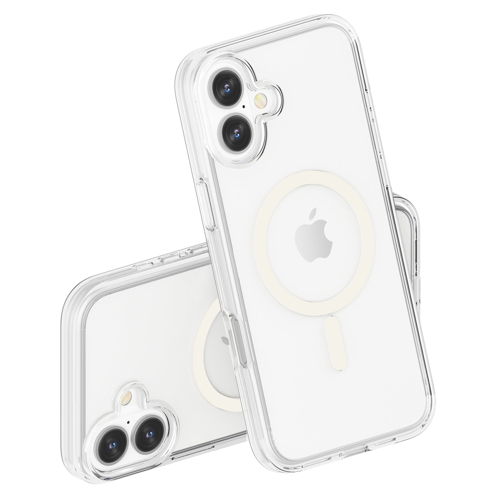 For iPhone 16 Plus Compatible with MagSafe Case Hard PC + Soft TPU Protective Shell - Transparent White