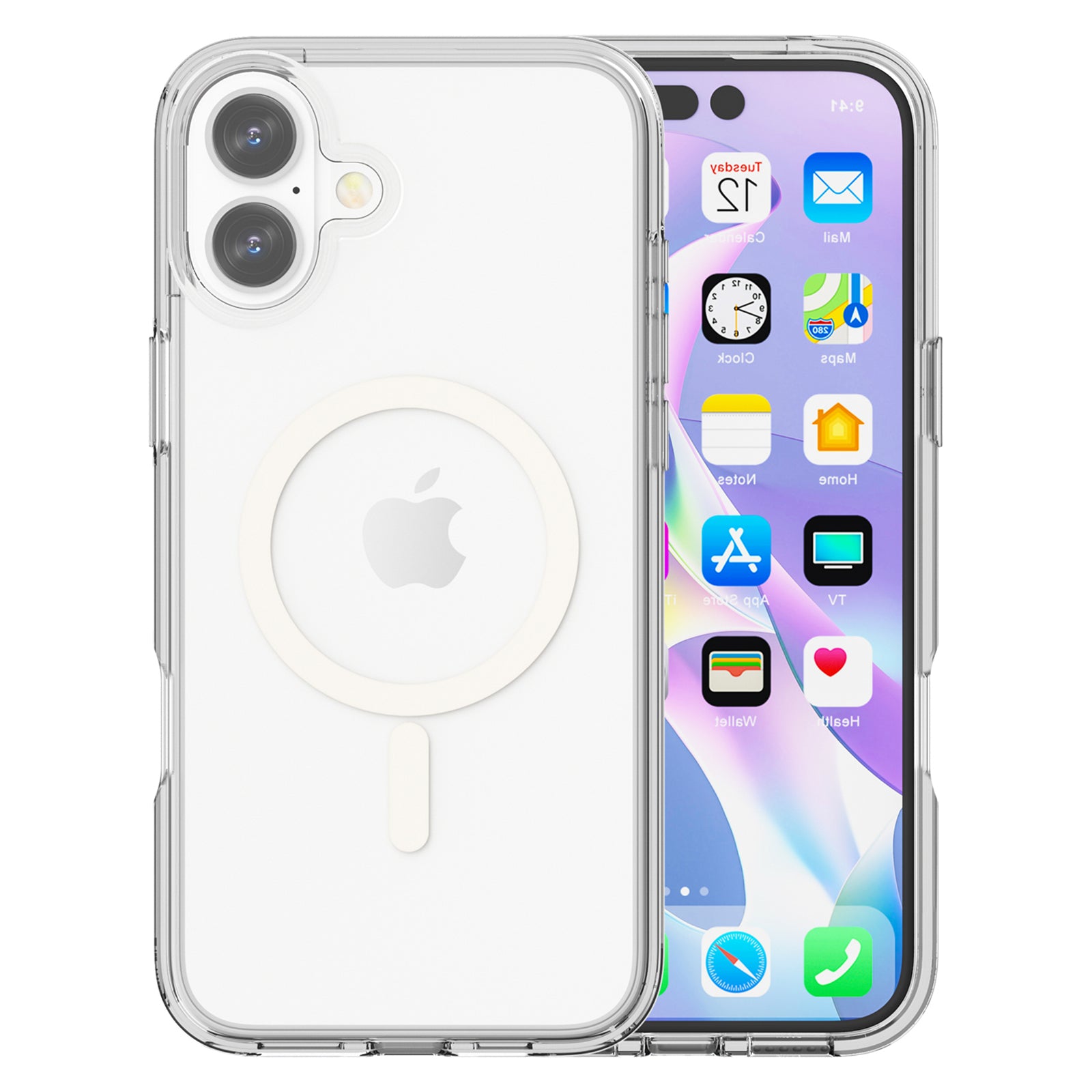 For iPhone 16 Plus Compatible with MagSafe Case Hard PC + Soft TPU Protective Shell - Transparent White