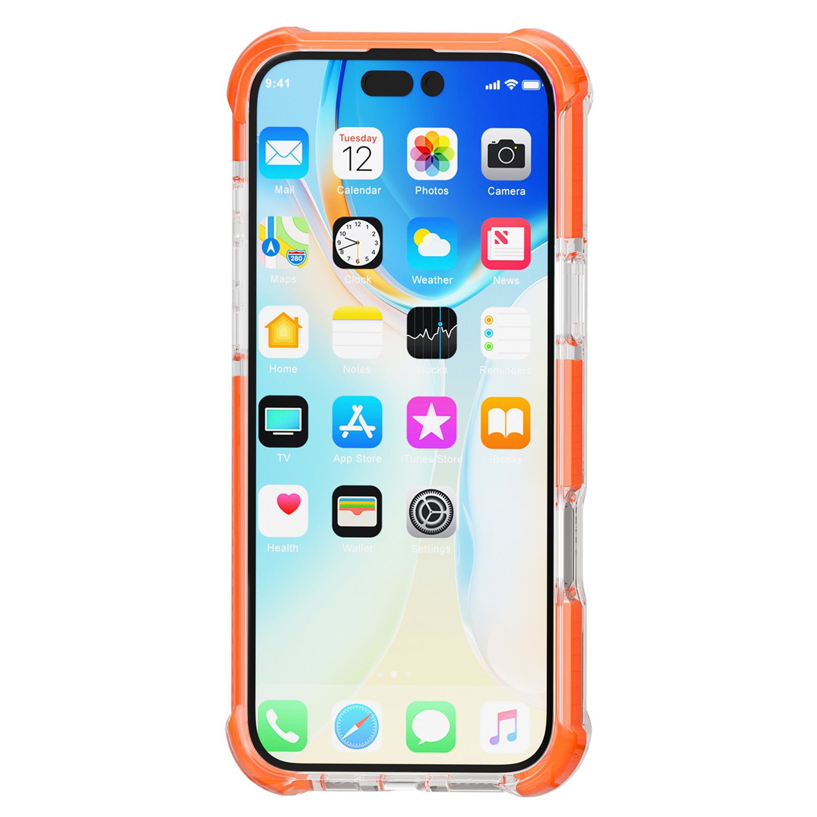 Clear Mobile Phone Case for iPhone 16 TPU+TPE+PC Phone Cover - Transparent Orange