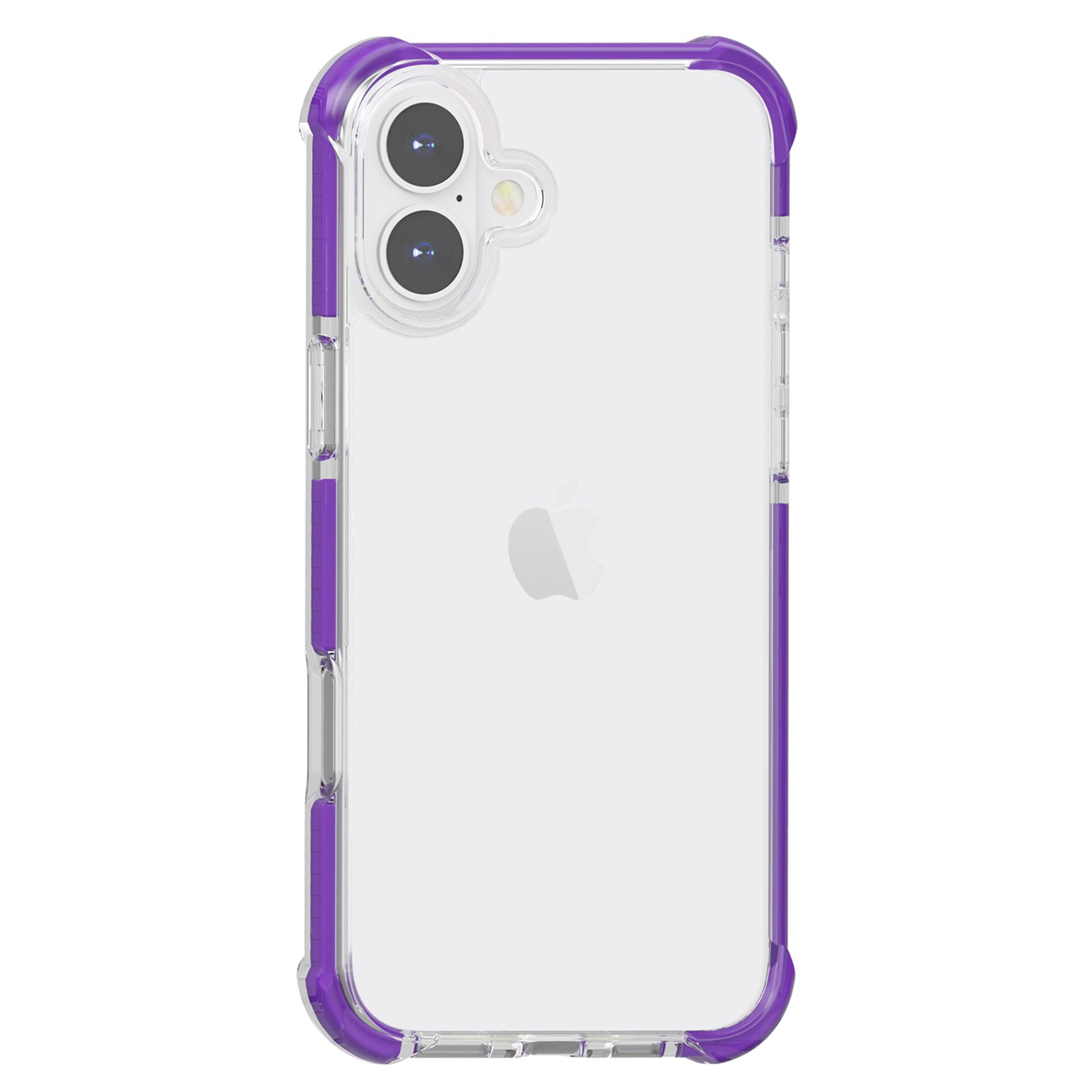 Clear Mobile Phone Case for iPhone 16 TPU+TPE+PC Phone Cover - Transparent Purple