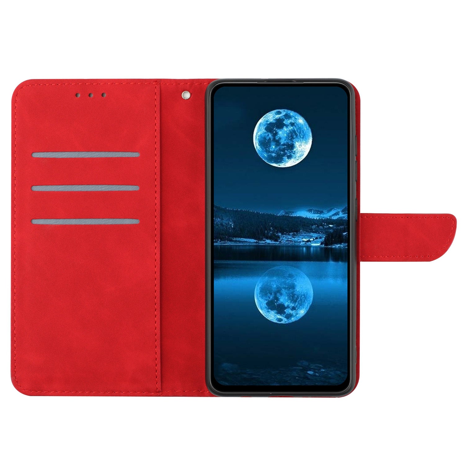 HT05 For iPhone 16 Case Flip Folio Leather Phone Cover with Credit Card Holder - Red