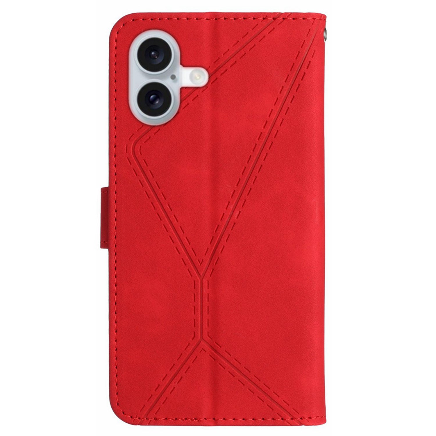 HT05 For iPhone 16 Case Flip Folio Leather Phone Cover with Credit Card Holder - Red