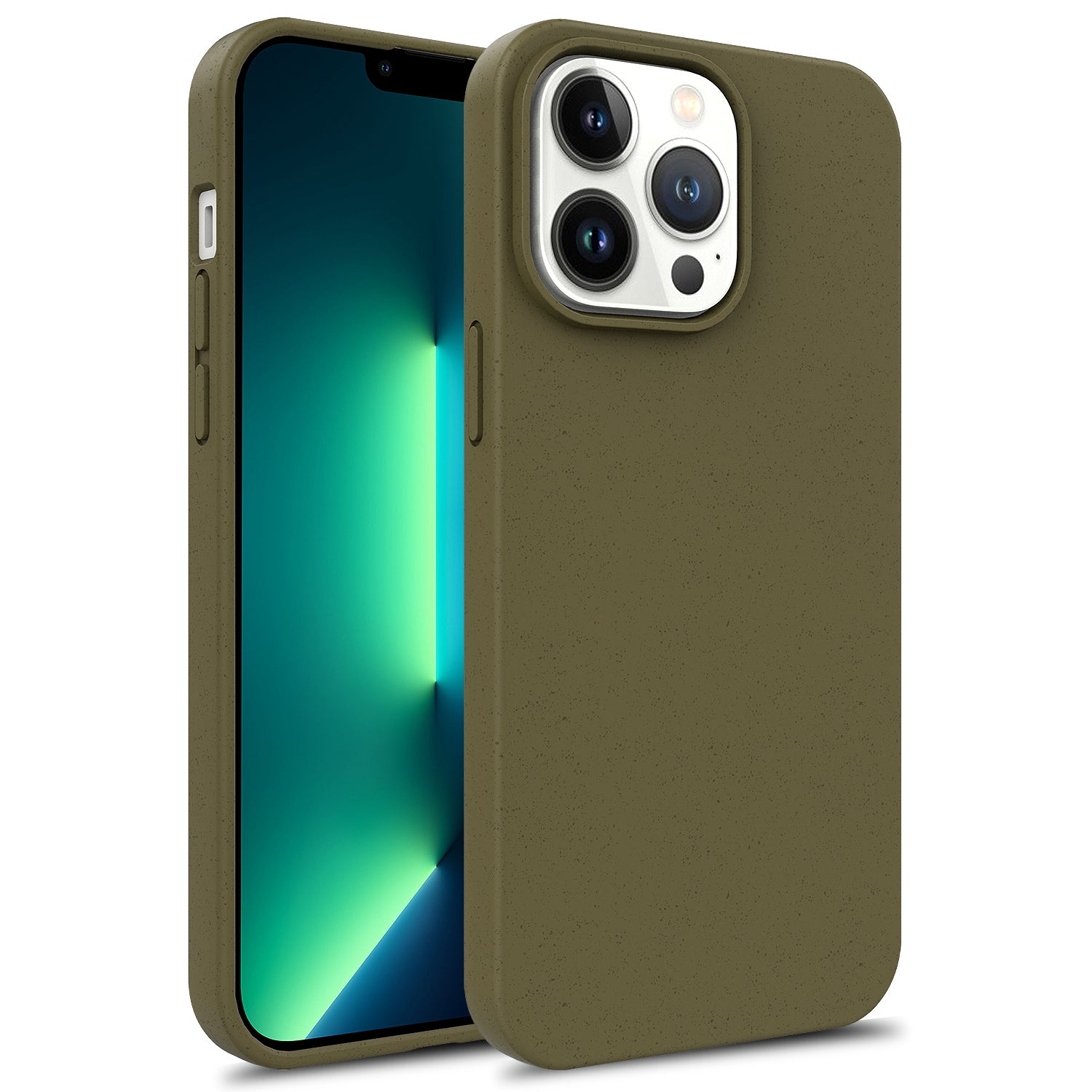 For iPhone 16 Pro Max Case Biodegradable Wheat Straw+TPU Hybrid Phone Cover - Blackish Green