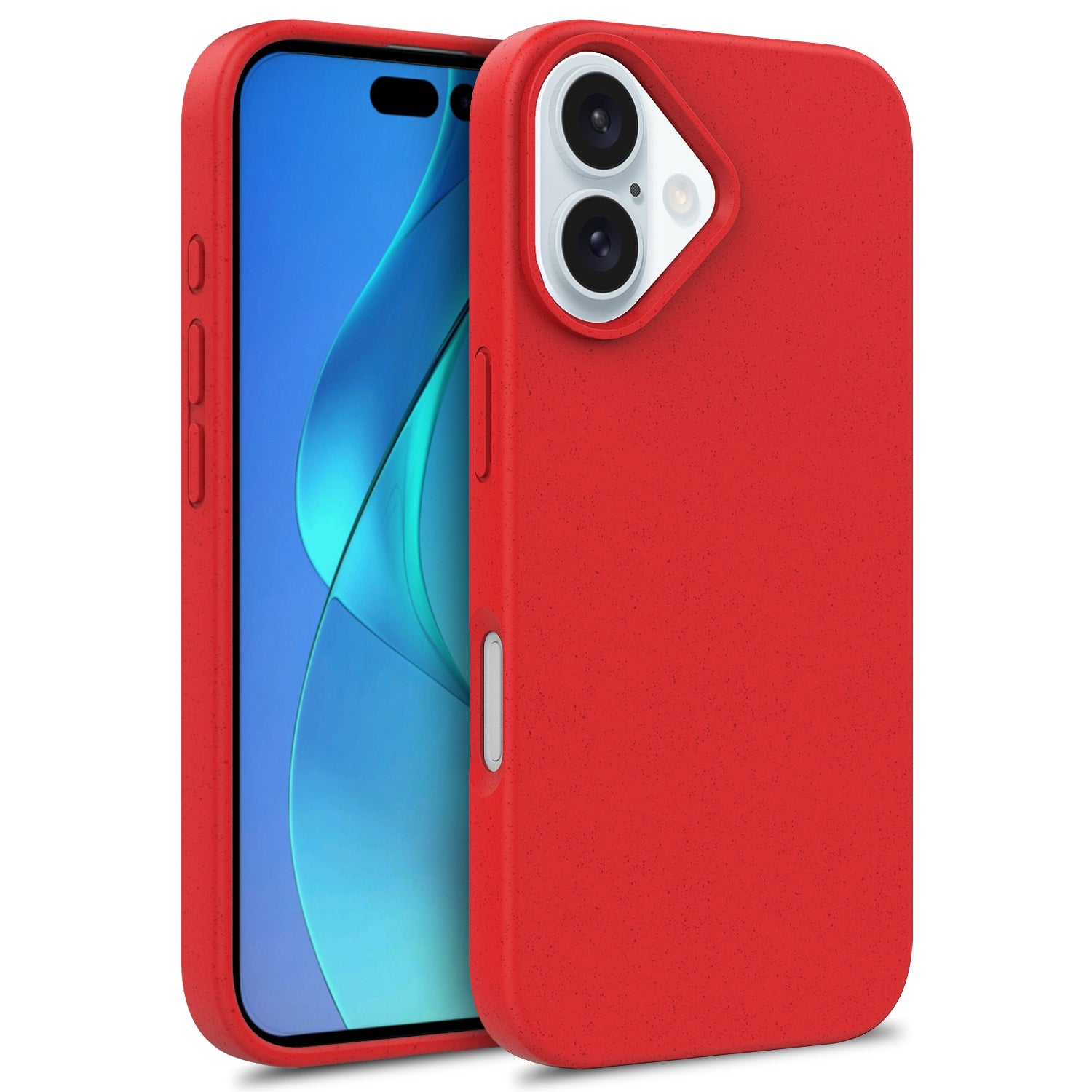 For iPhone 16 Plus Case Wheat Straw+TPU Phone Cover Compostable - Red