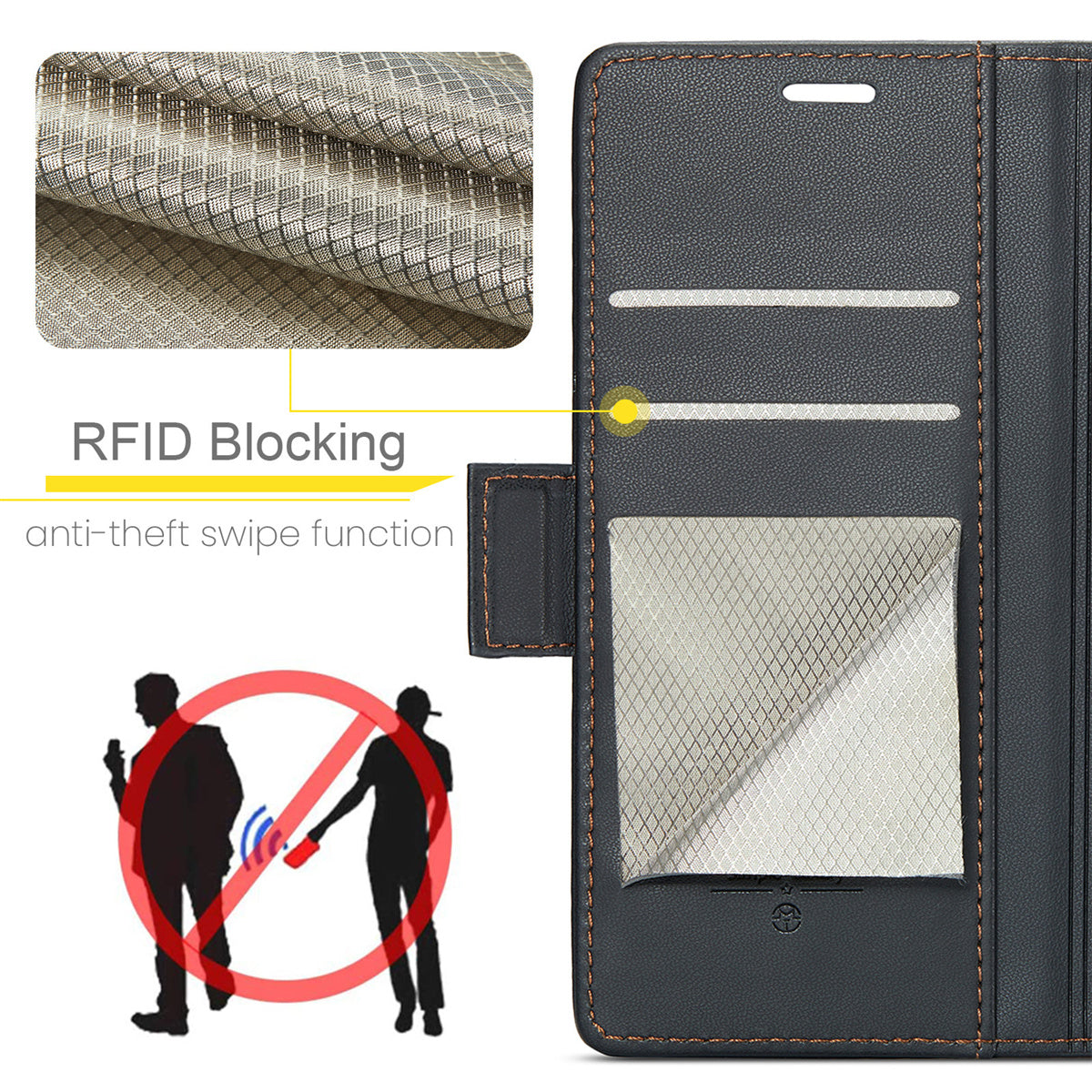 CASEME 023 Series For Samsung Galaxy S20 Ultra Case Wallet RFID Blocking Leather Phone Cover - Black