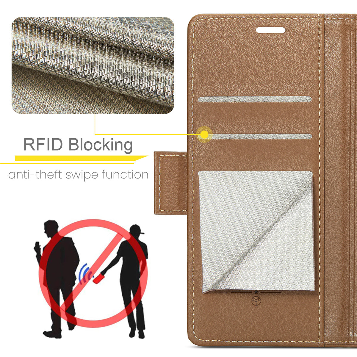 CASEME 023 Series For Samsung Galaxy S20 Ultra Case Wallet RFID Blocking Leather Phone Cover - Brown