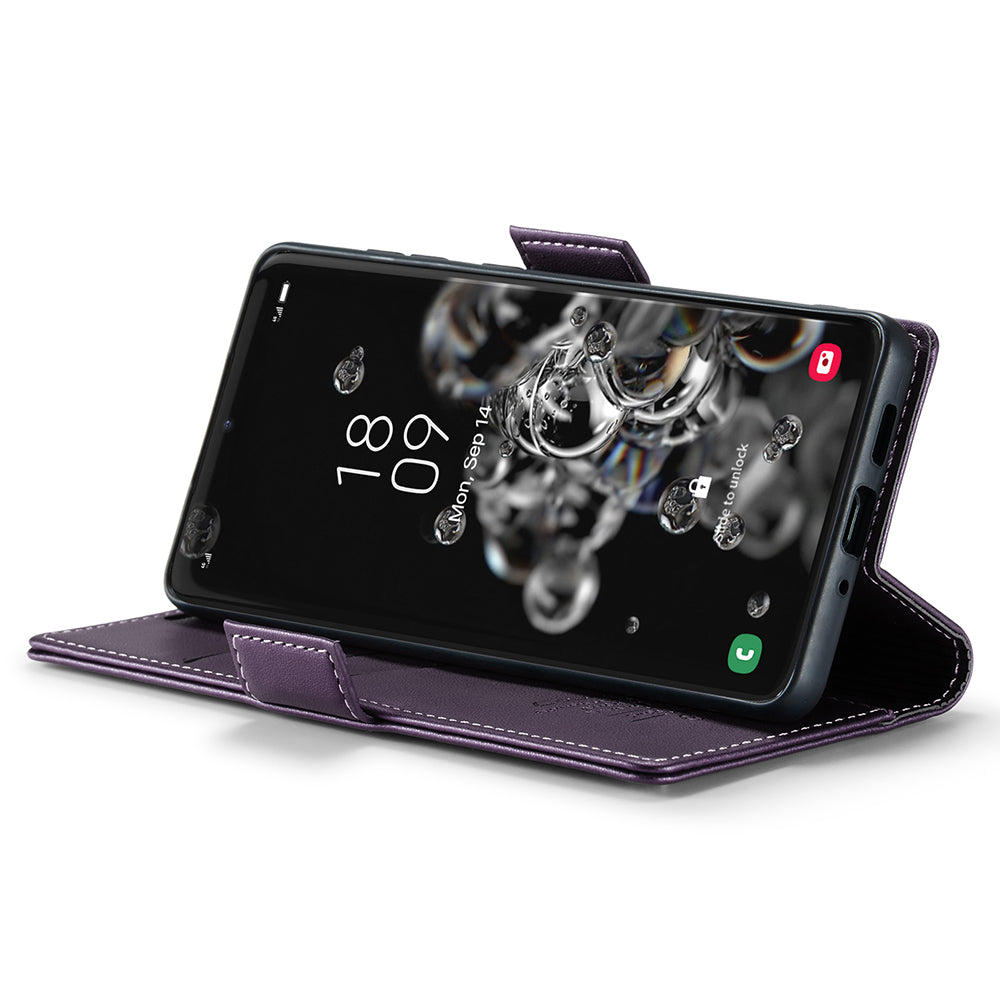 CASEME 023 Series For Samsung Galaxy S20 Ultra Case Wallet RFID Blocking Leather Phone Cover - Purple