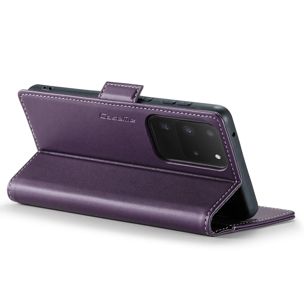 CASEME 023 Series For Samsung Galaxy S20 Ultra Case Wallet RFID Blocking Leather Phone Cover - Purple