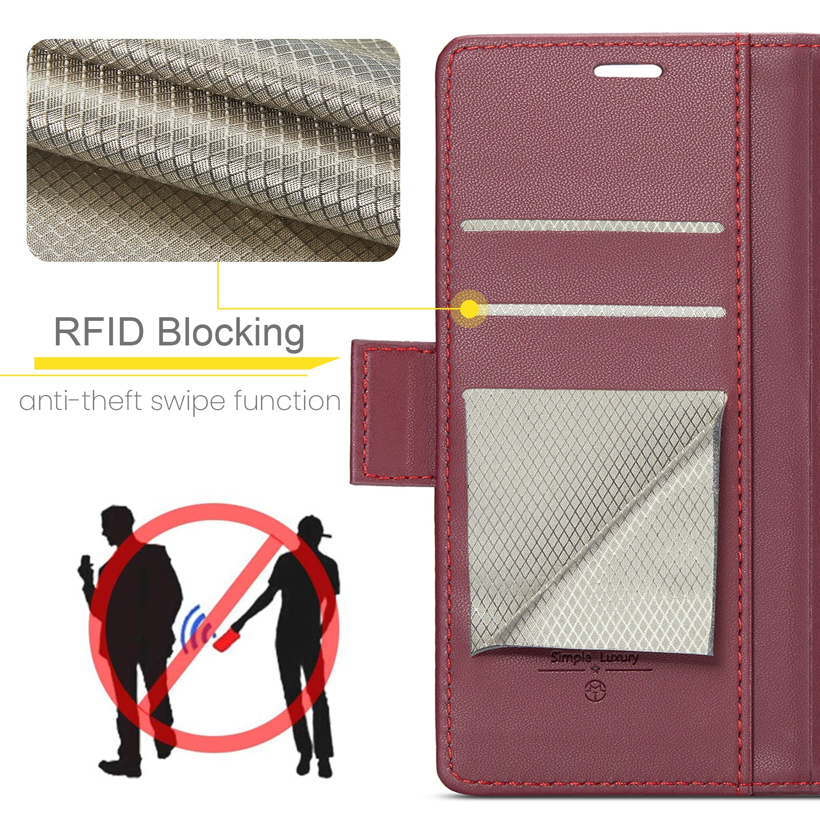 CASEME 023 Series For Samsung Galaxy S20 Ultra Case Wallet RFID Blocking Leather Phone Cover - Red