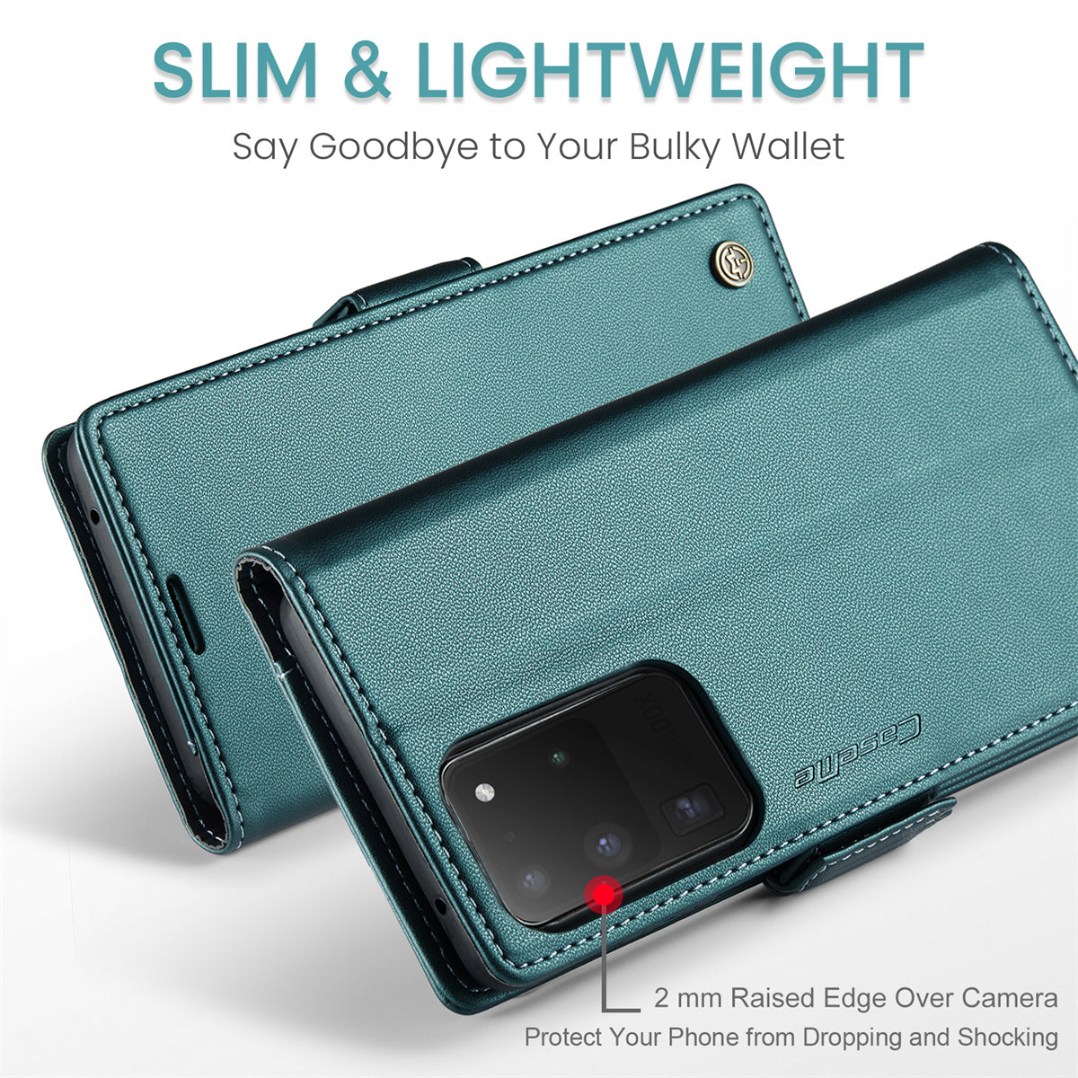 CASEME 023 Series For Samsung Galaxy S20 Ultra Case Wallet RFID Blocking Leather Phone Cover - Green