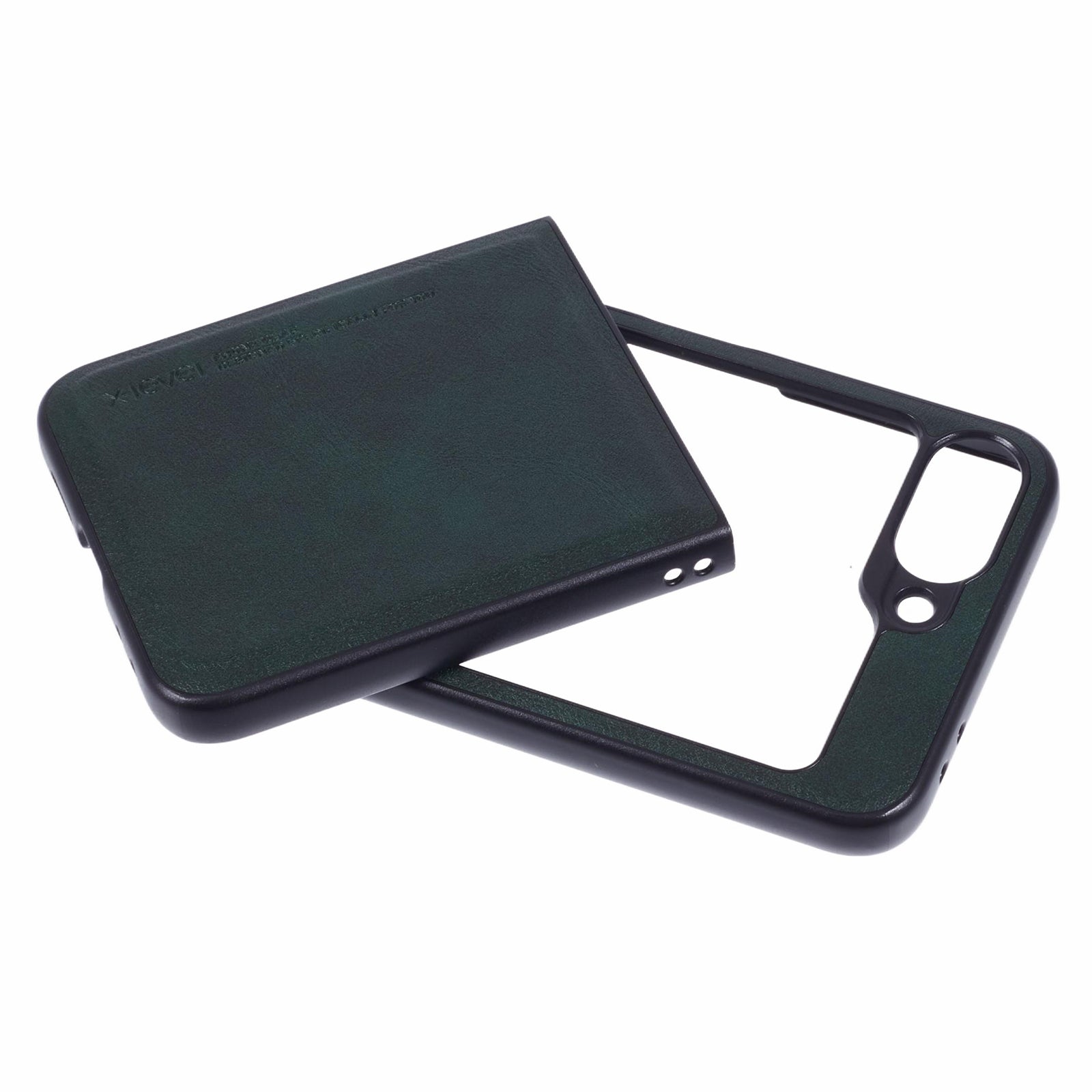 X-LEVEL Bojue-3 Series For Samsung Galaxy Z Flip6 5G Case Leather+TPU+PC Anti-Fall Cell Phone Cover - Midnight Green