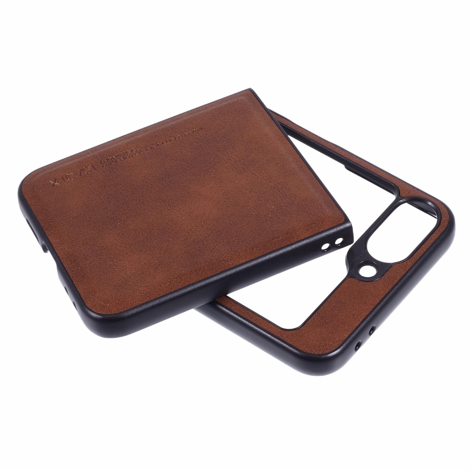 X-LEVEL Bojue-3 Series For Samsung Galaxy Z Flip6 5G Case Leather+TPU+PC Anti-fall Cell Phone Cover - Brown