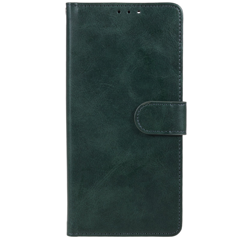 For iPhone 16 Pro Max Case Calf Texture Leather Phone Cover Side Magnetic Clasp - Midnight Green