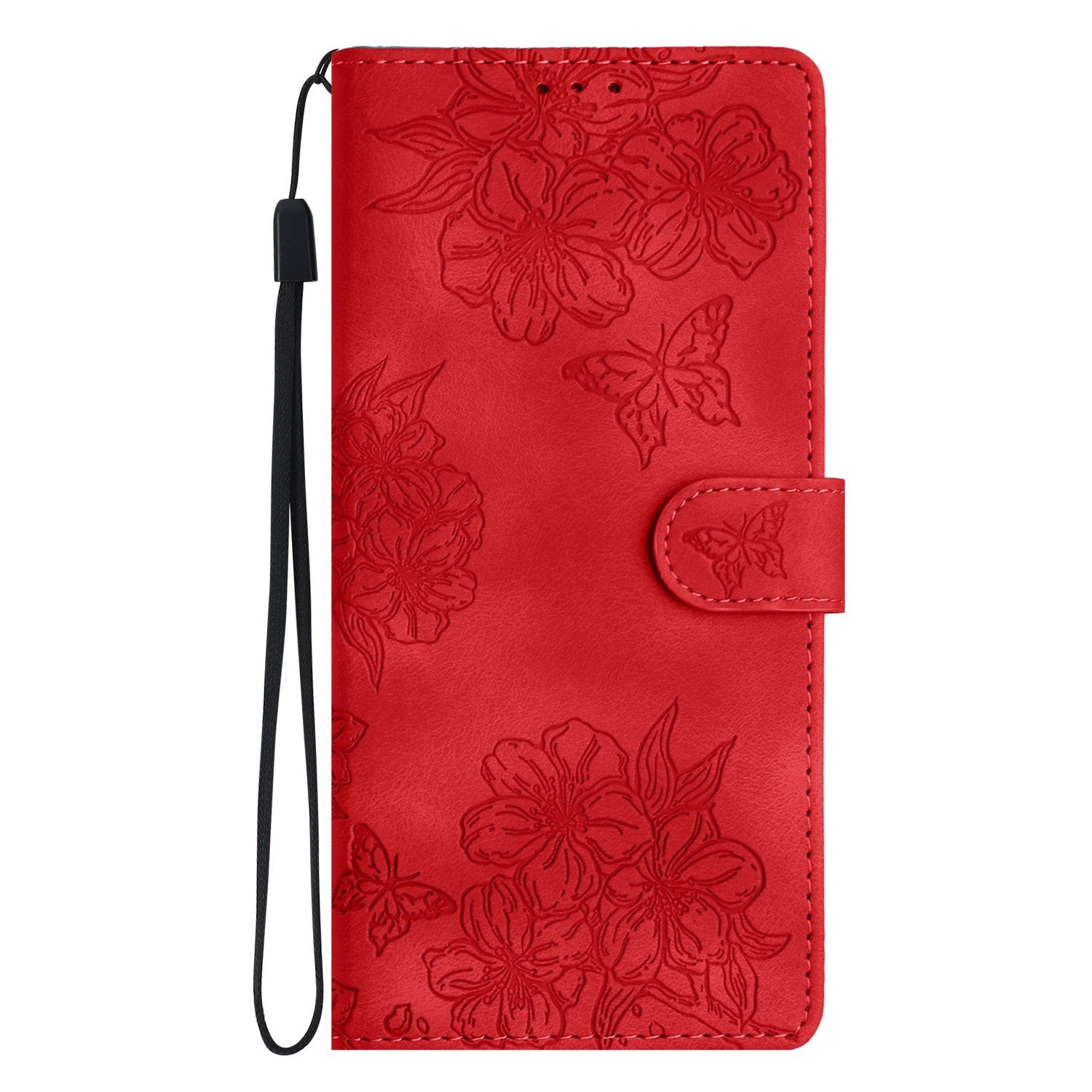 For Samsung Galaxy S20 FE / S20 FE 5G / S20 FE 2022 / S20 Lite Case Sakura Butterfly Imprint Leather Wallet Phone Cover - Red