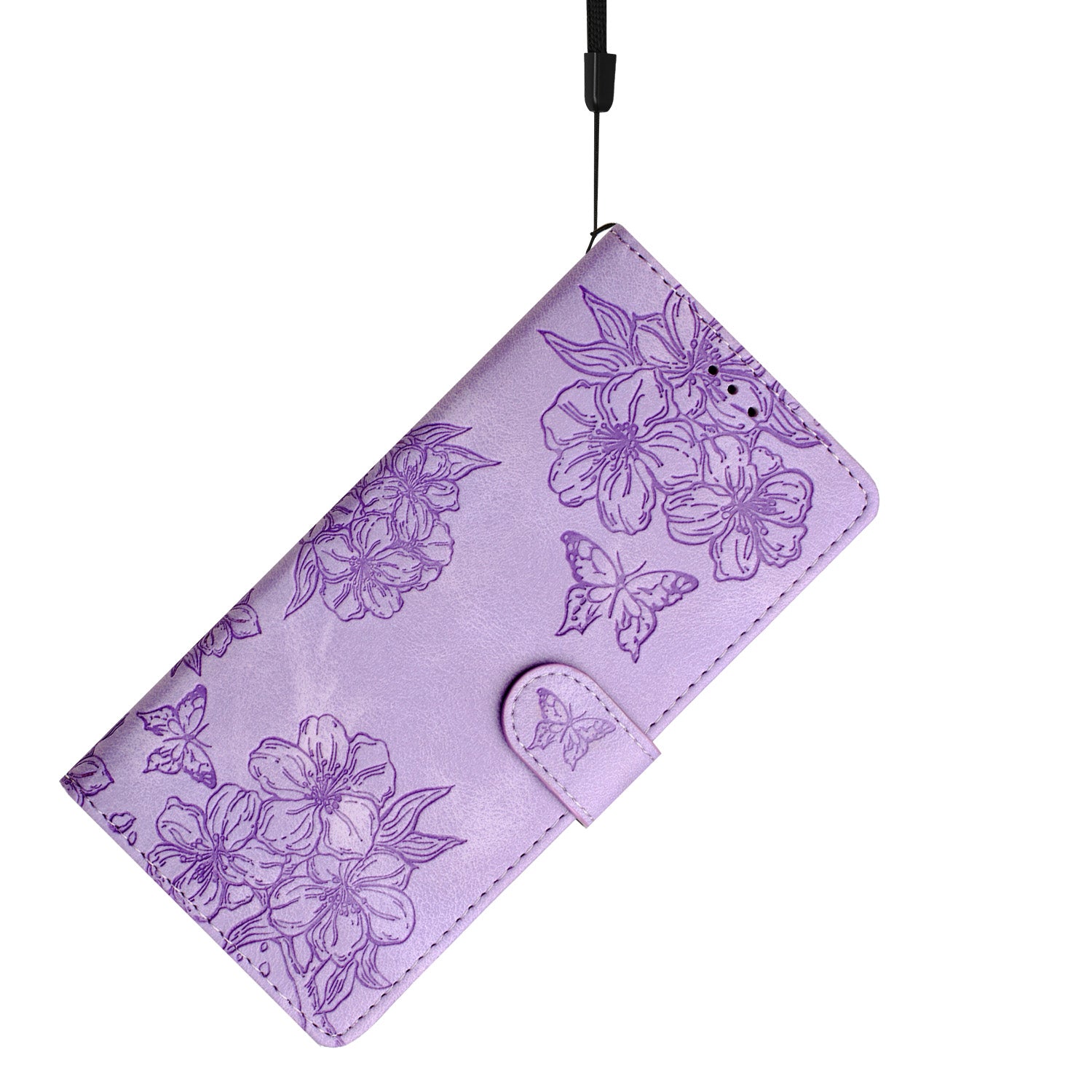 For Samsung Galaxy S20 FE / S20 FE 5G / S20 FE 2022 / S20 Lite Case Sakura Butterfly Imprint Leather Wallet Phone Cover - Purple