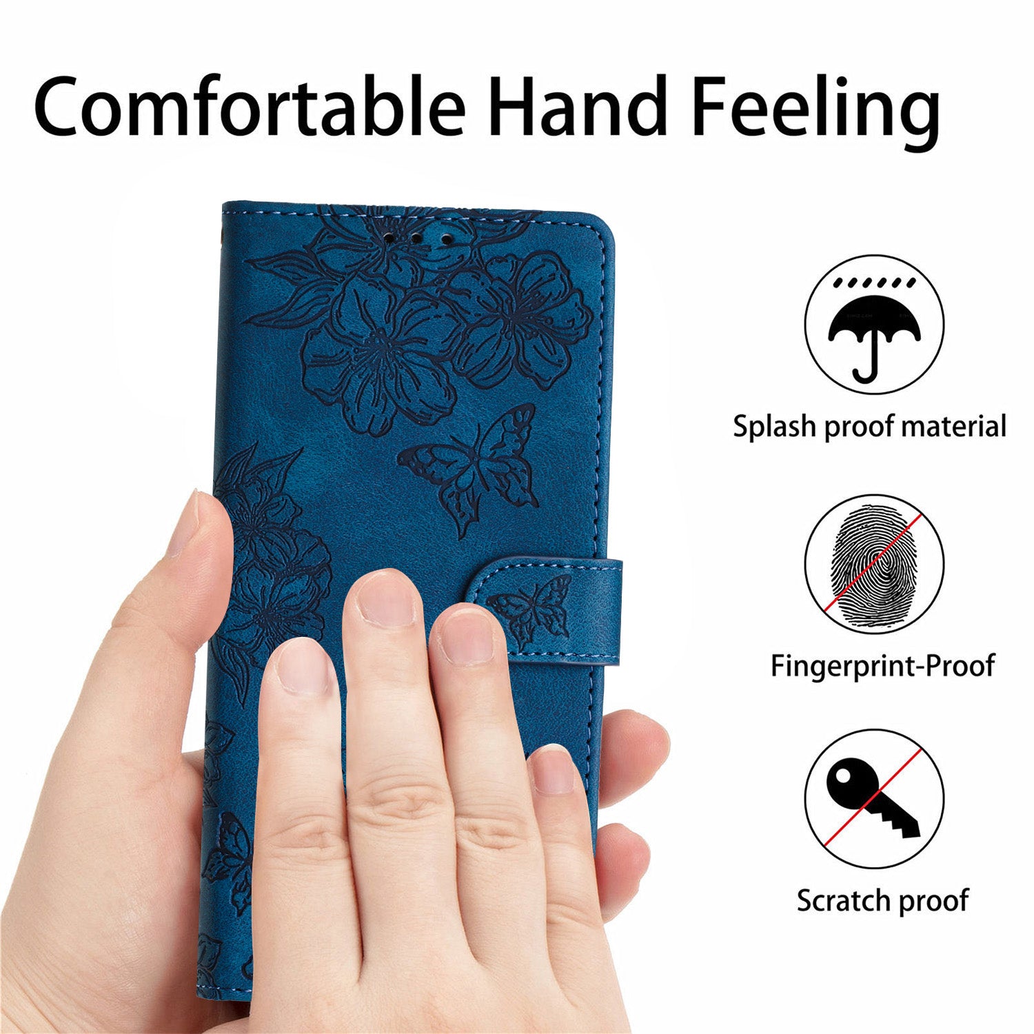 For Samsung Galaxy S20 FE / S20 FE 5G / S20 FE 2022 / S20 Lite Case Sakura Butterfly Imprint Leather Wallet Phone Cover - Blue