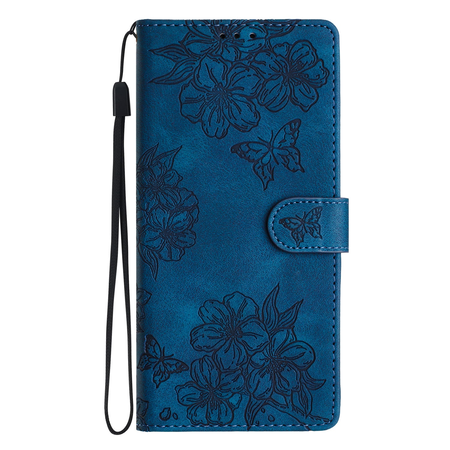 For Samsung Galaxy S20 FE / S20 FE 5G / S20 FE 2022 / S20 Lite Case Sakura Butterfly Imprint Leather Wallet Phone Cover - Blue