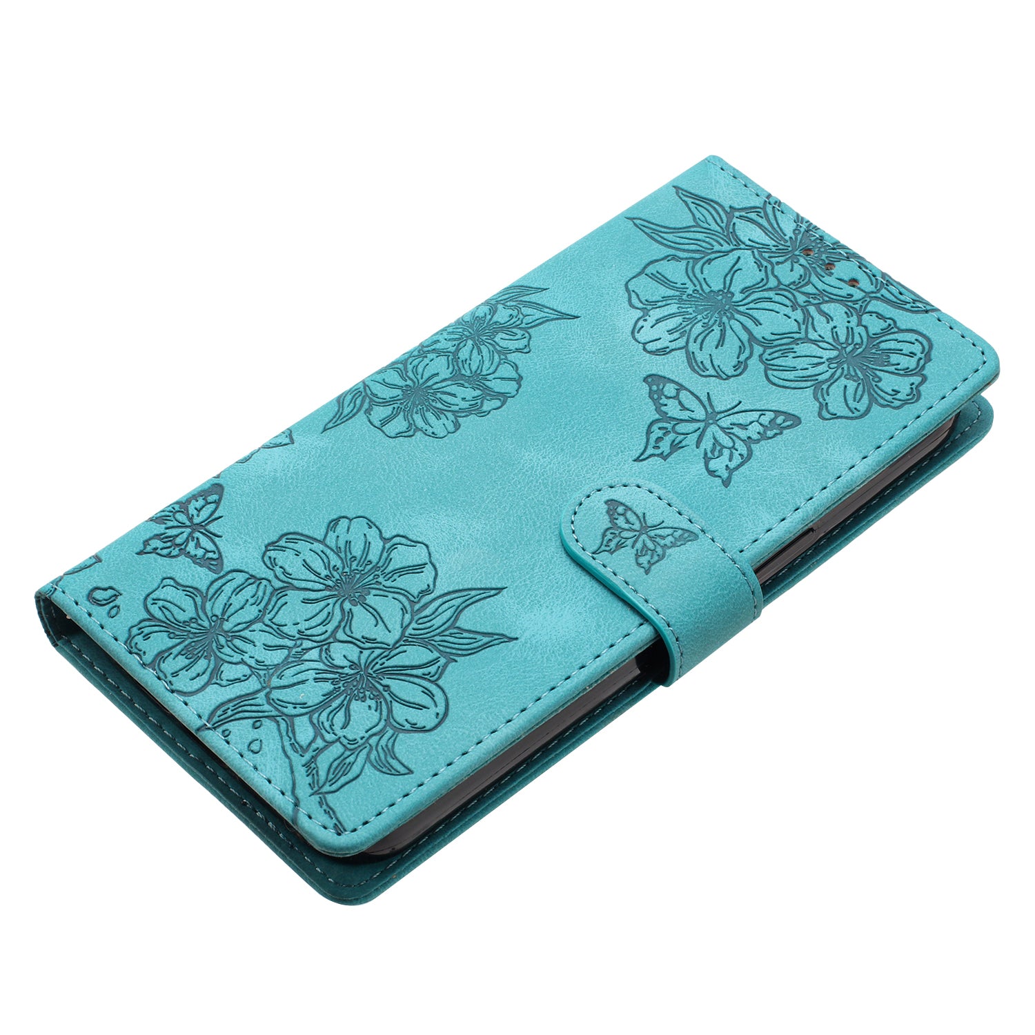 For Samsung Galaxy S20 FE / S20 FE 5G / S20 FE 2022 / S20 Lite Case Sakura Butterfly Imprint Leather Wallet Phone Cover - Green