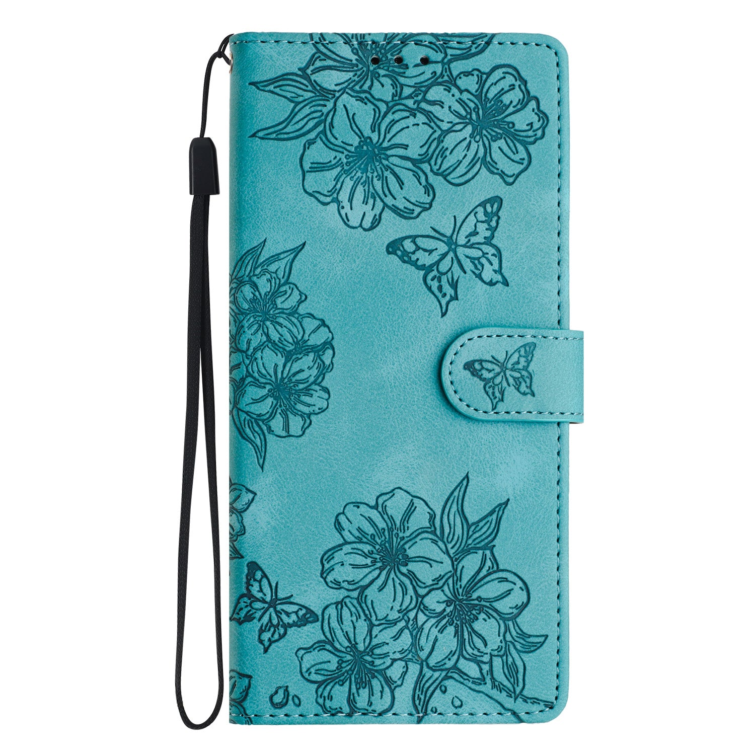 For Samsung Galaxy S20 FE / S20 FE 5G / S20 FE 2022 / S20 Lite Case Sakura Butterfly Imprint Leather Wallet Phone Cover - Green