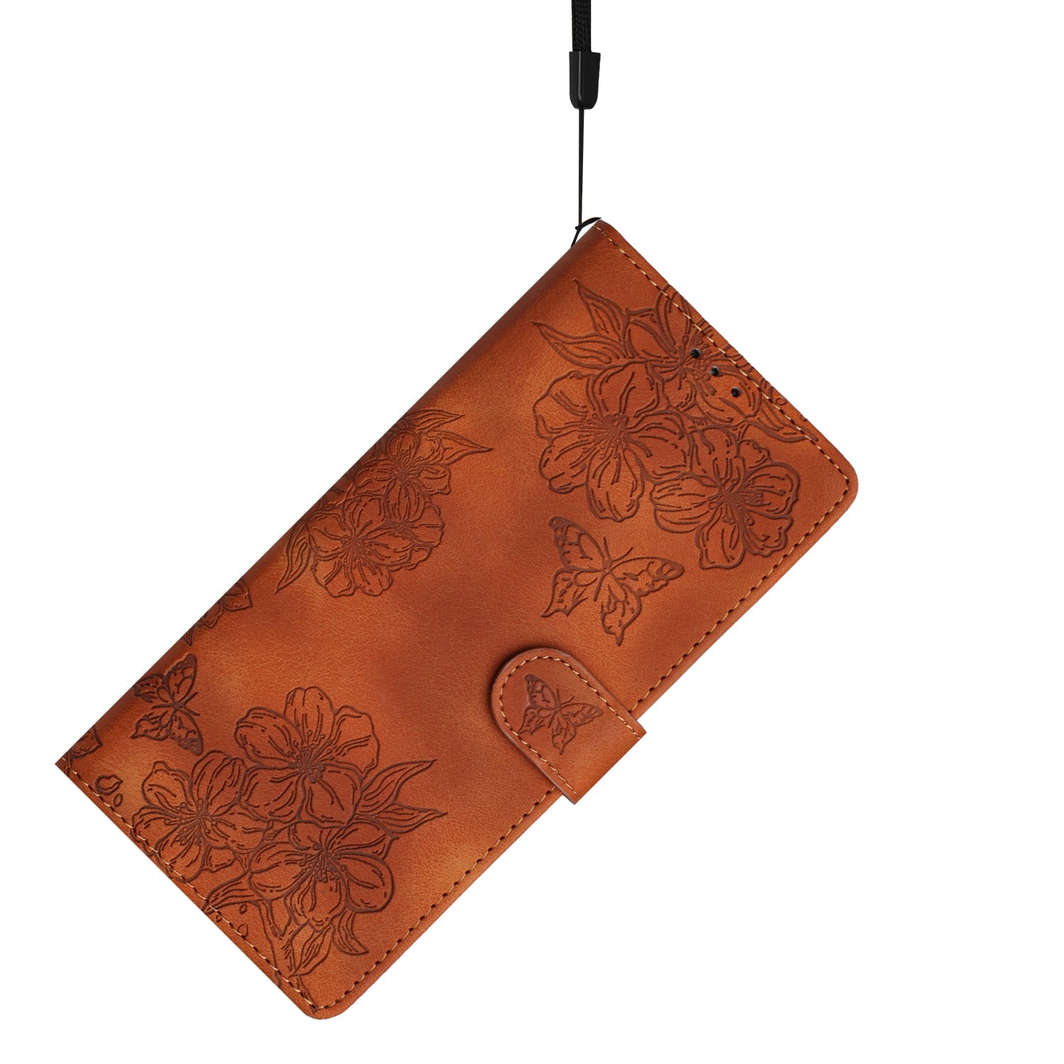 For Samsung Galaxy S20 FE / S20 FE 5G / S20 FE 2022 / S20 Lite Case Sakura Butterfly Imprint Leather Wallet Phone Cover - Brown