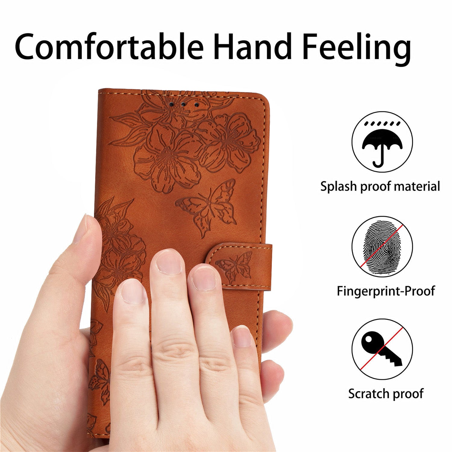 For Samsung Galaxy S20 FE / S20 FE 5G / S20 FE 2022 / S20 Lite Case Sakura Butterfly Imprint Leather Wallet Phone Cover - Brown