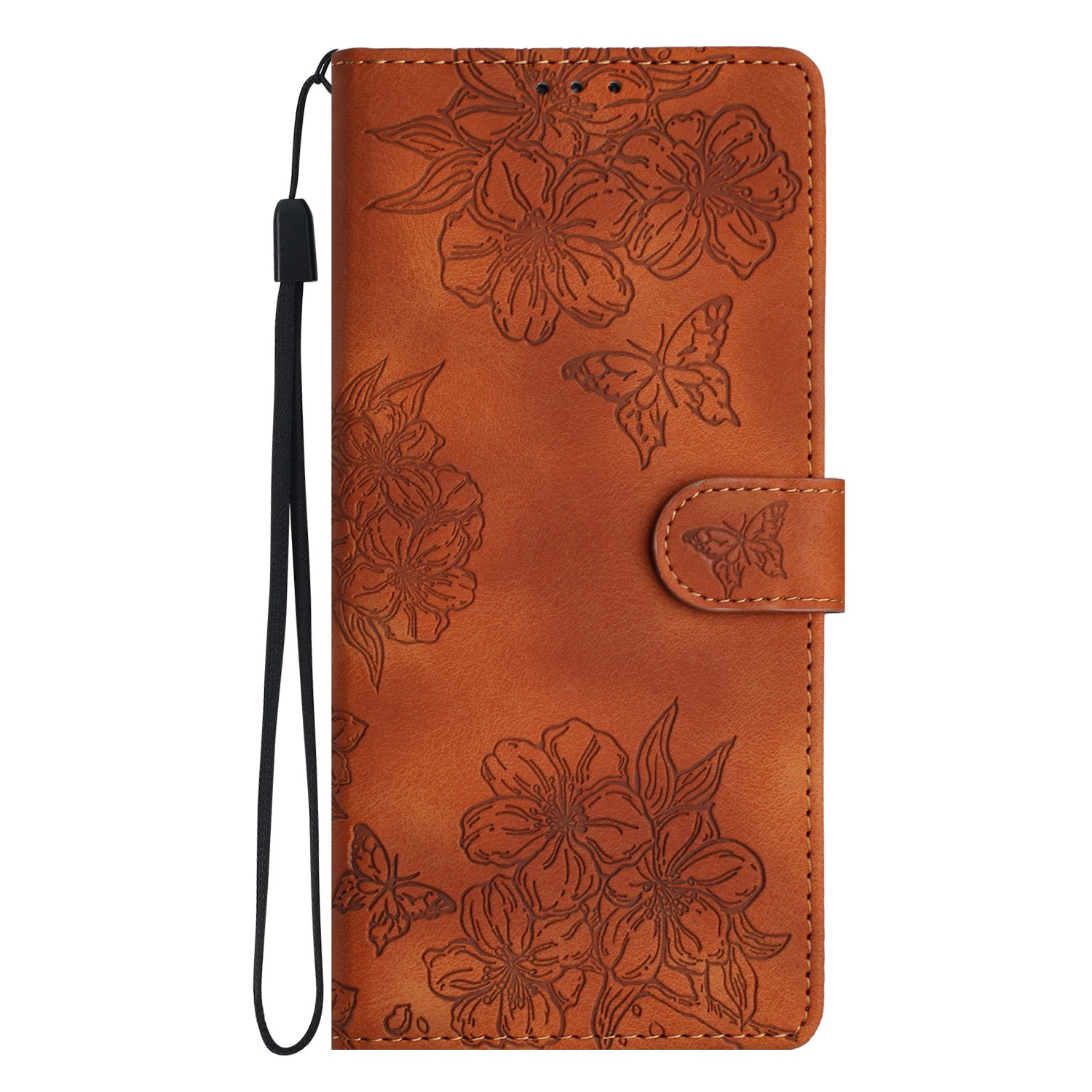 For Samsung Galaxy S20 FE / S20 FE 5G / S20 FE 2022 / S20 Lite Case Sakura Butterfly Imprint Leather Wallet Phone Cover - Brown