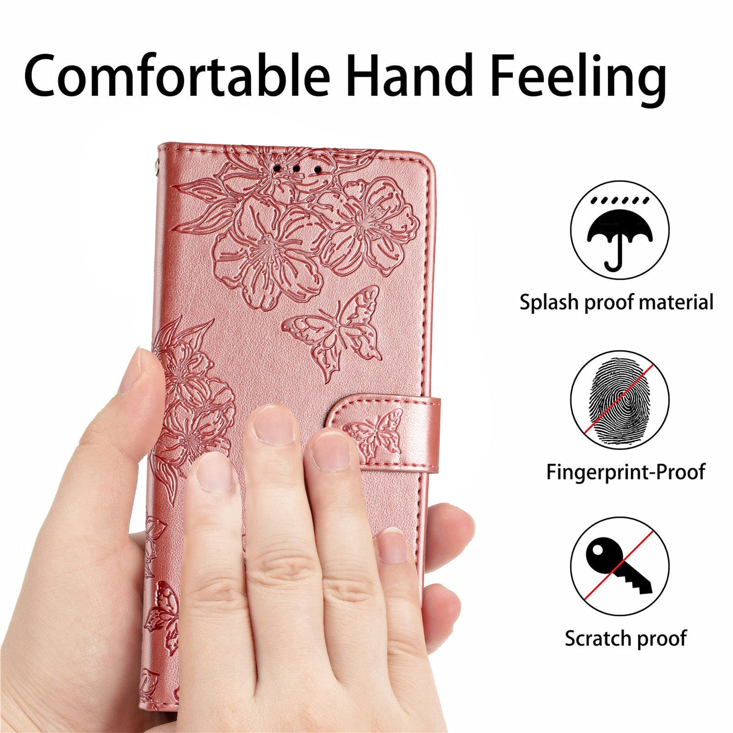 For Samsung Galaxy S20 FE / S20 FE 5G / S20 FE 2022 / S20 Lite Case Sakura Butterfly Imprint Leather Wallet Phone Cover - Rose Gold