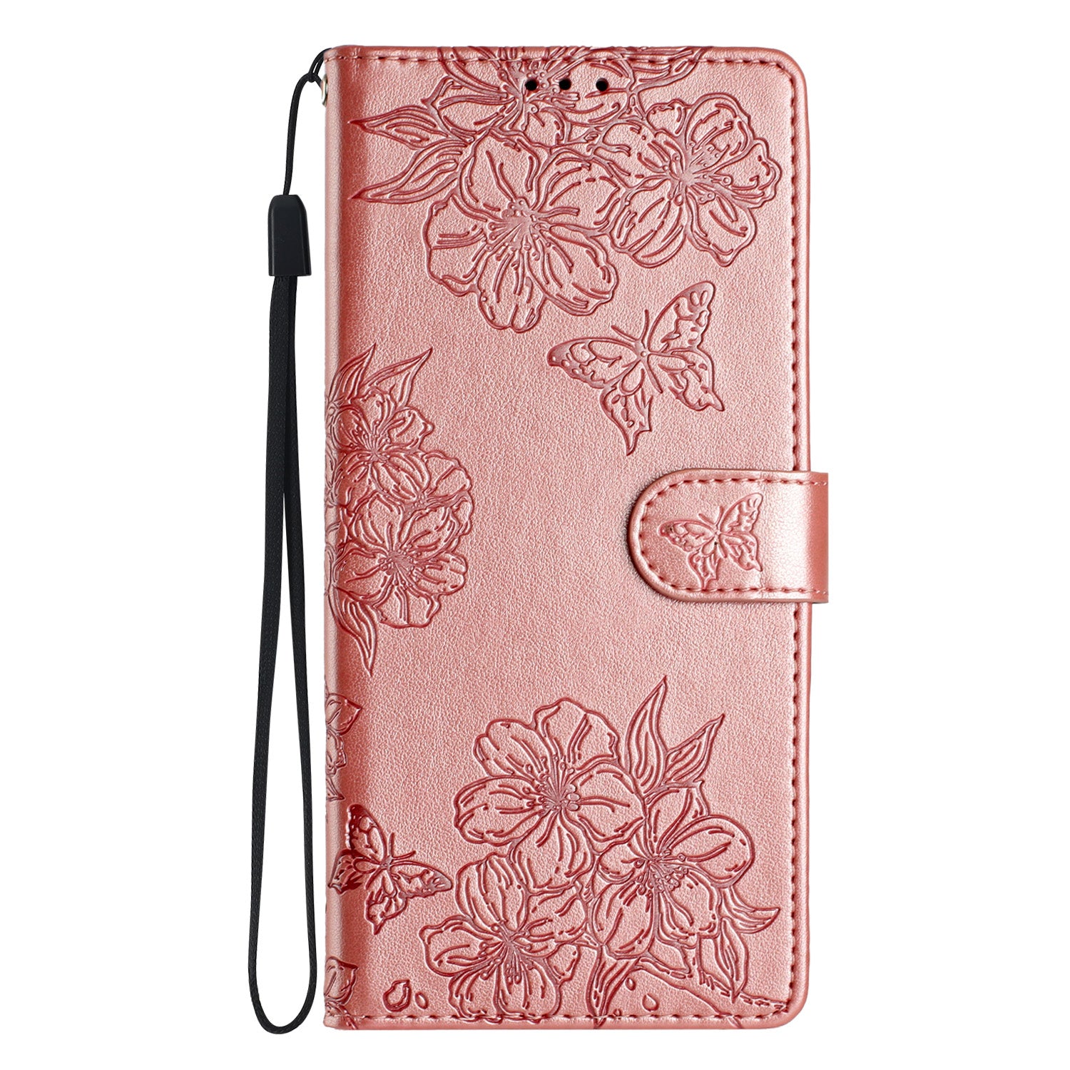 For Samsung Galaxy S20 FE / S20 FE 5G / S20 FE 2022 / S20 Lite Case Sakura Butterfly Imprint Leather Wallet Phone Cover - Rose Gold