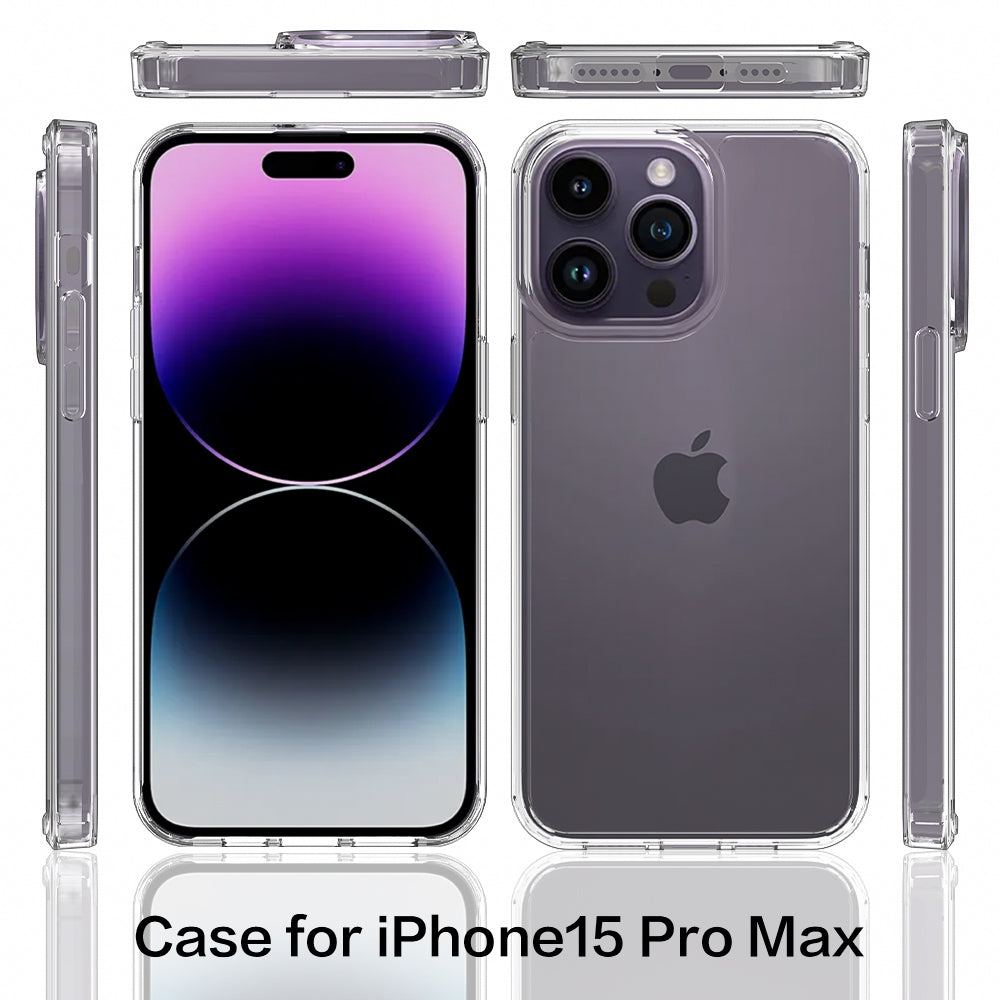 For iPhone 16 Pro Max Clear Case Shockproof Acrylic + TPU Phone Cover