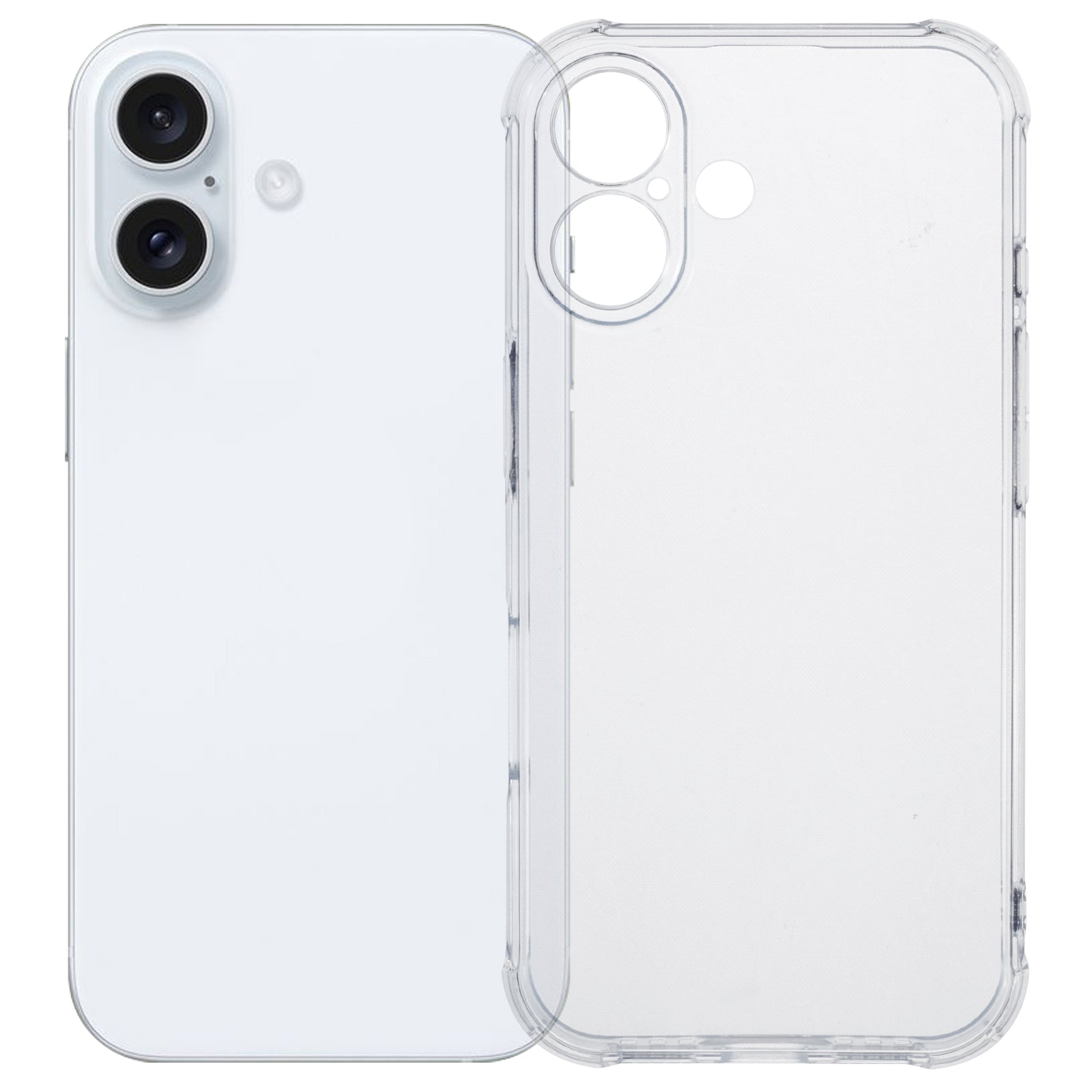 For iPhone 16 Case HD Clear Shockproof TPU Phone Cover (Precise Rear Lens Cutout)