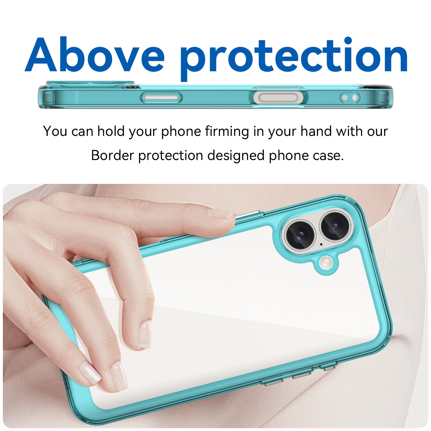 For iPhone 16 Plus Case TPU Frame Clear Acrylic Back Phone Cover - Transparent Blue