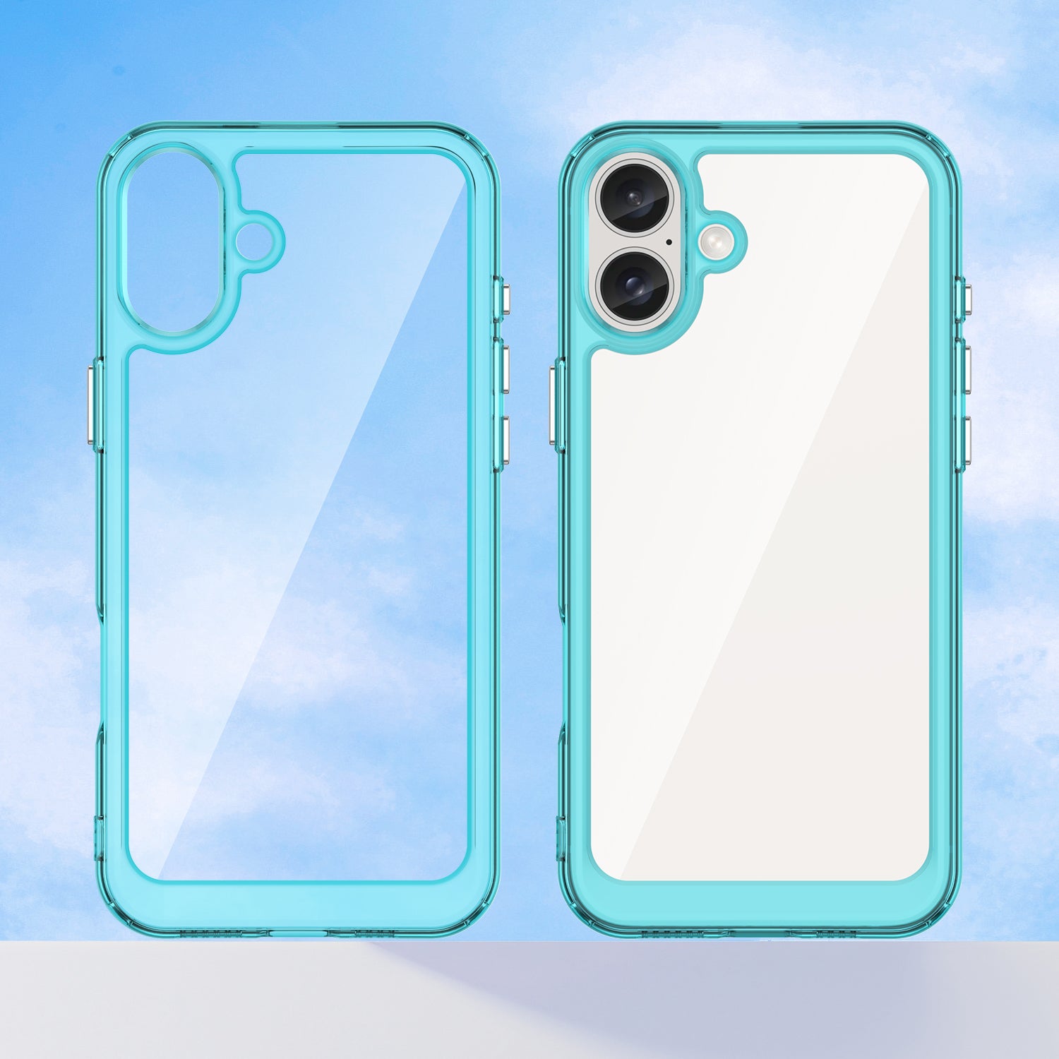 For iPhone 16 Plus Case TPU Frame Clear Acrylic Back Phone Cover - Transparent Blue