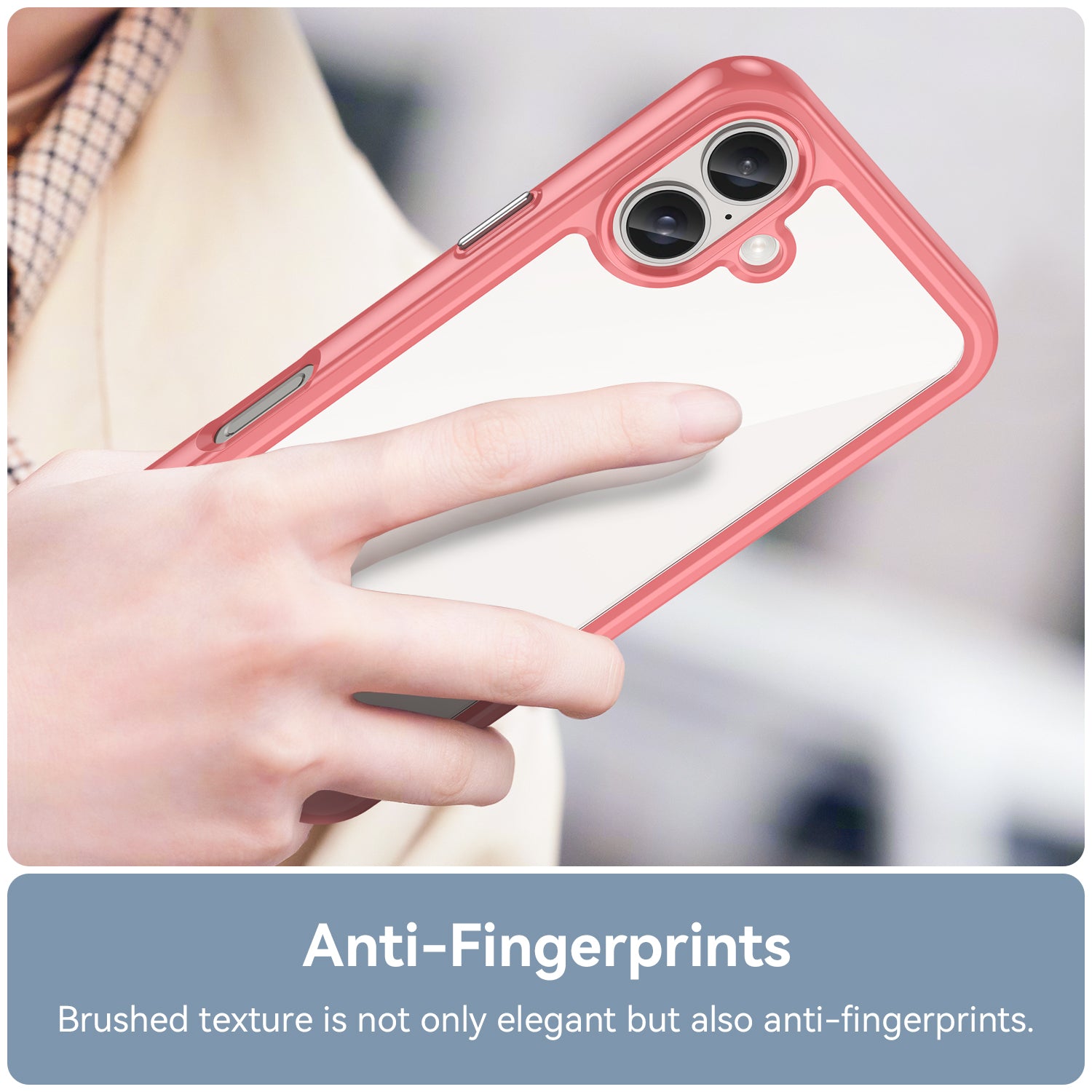 For iPhone 16 Case TPU+Acrylic Phone Cover Anti-Scratch Protective - Red