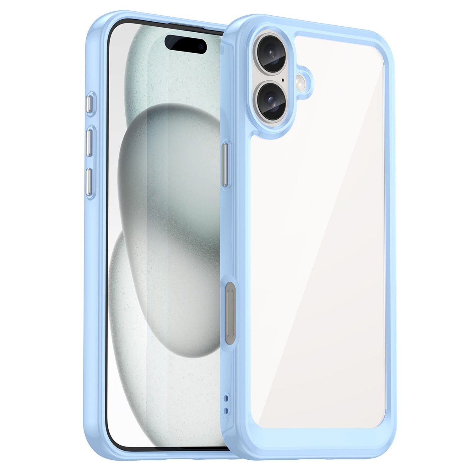 For iPhone 16 Case TPU+Acrylic Phone Cover Anti-Scratch Protective - Baby Blue